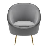 Sessel Lou ca. 80x92x75 cm Grau Samt - Goldfarben/Grau, MODERN, Textil/Metall (80/92/75cm) - Bessagi Home
