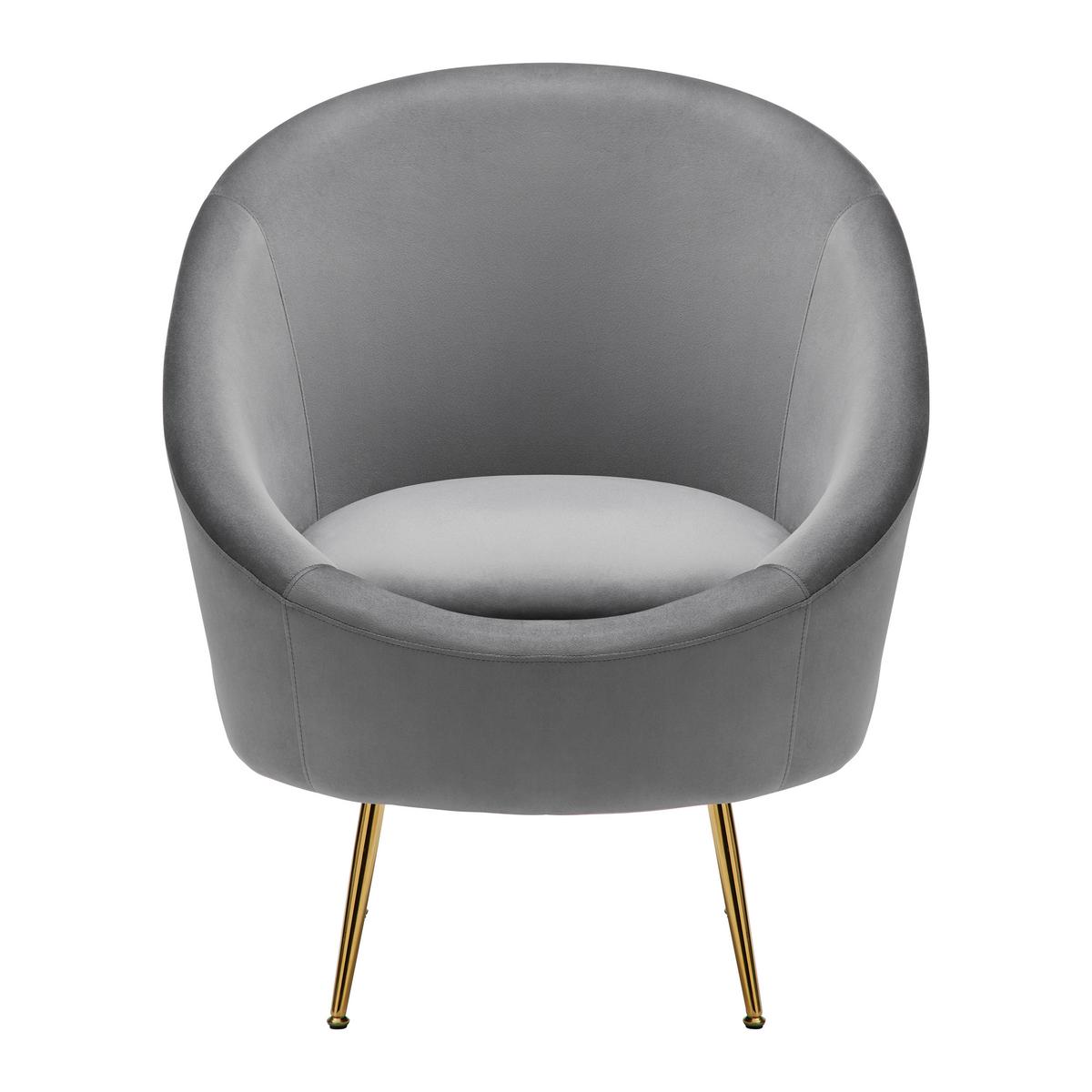 Sessel Lou ca. 80x92x75 cm Grau Samt - Goldfarben/Grau, MODERN, Textil/Metall (80/92/75cm) - Bessagi Home