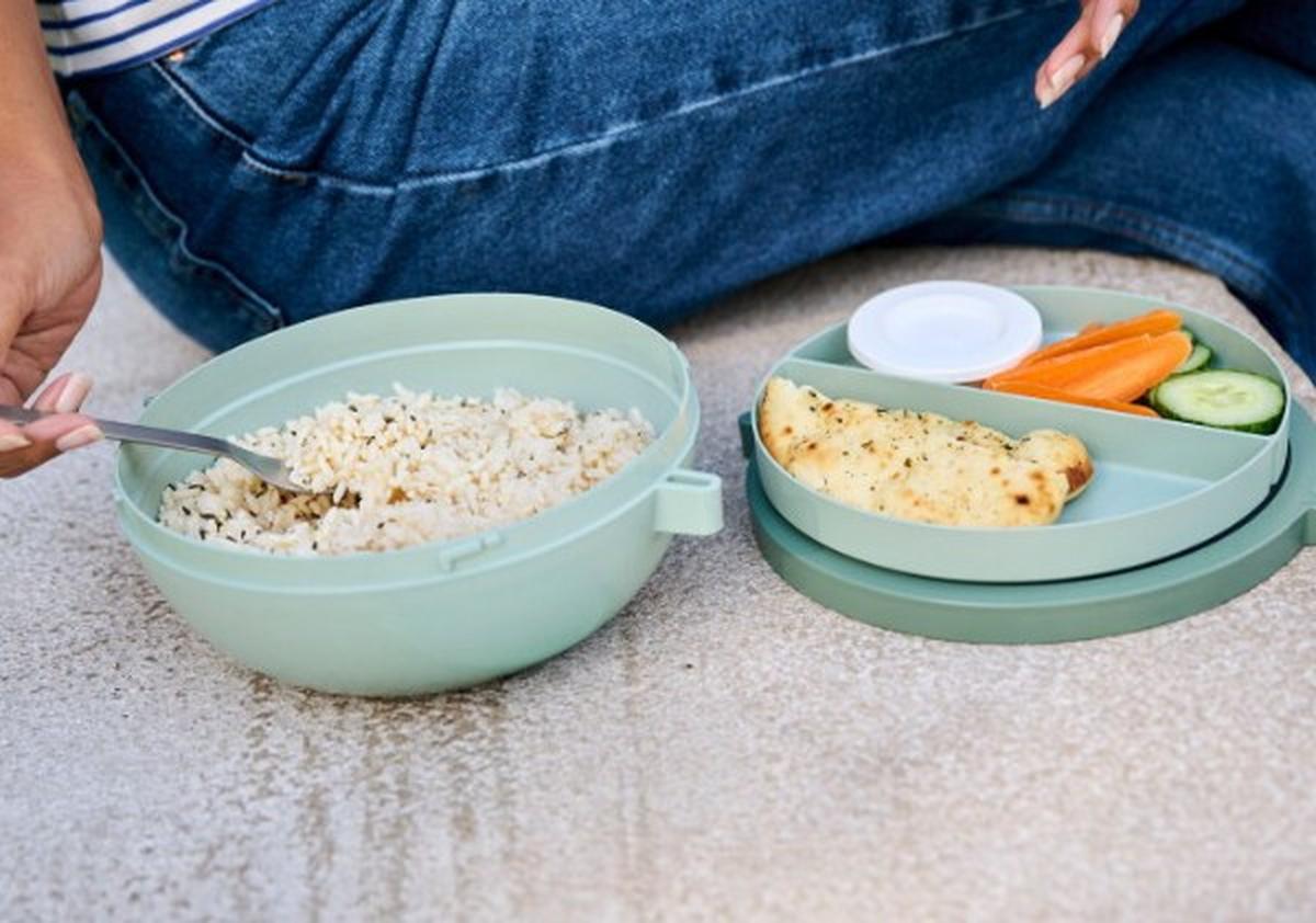 PUDEŁKO NA LUNCH BENTO 105830094700 - szałwiowy/przezroczysty, Konventionell, tworzywo sztuczne (24/20,7/8,5cm) - Mepal