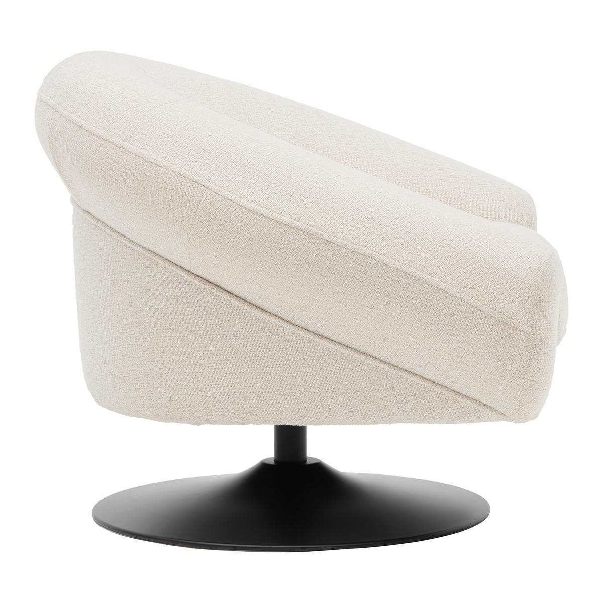Designsessel Lugo drehbar Weiß/Beige - Beige/Schwarz, MODERN, Textil/Metall (93/72/79cm) - Premium Living