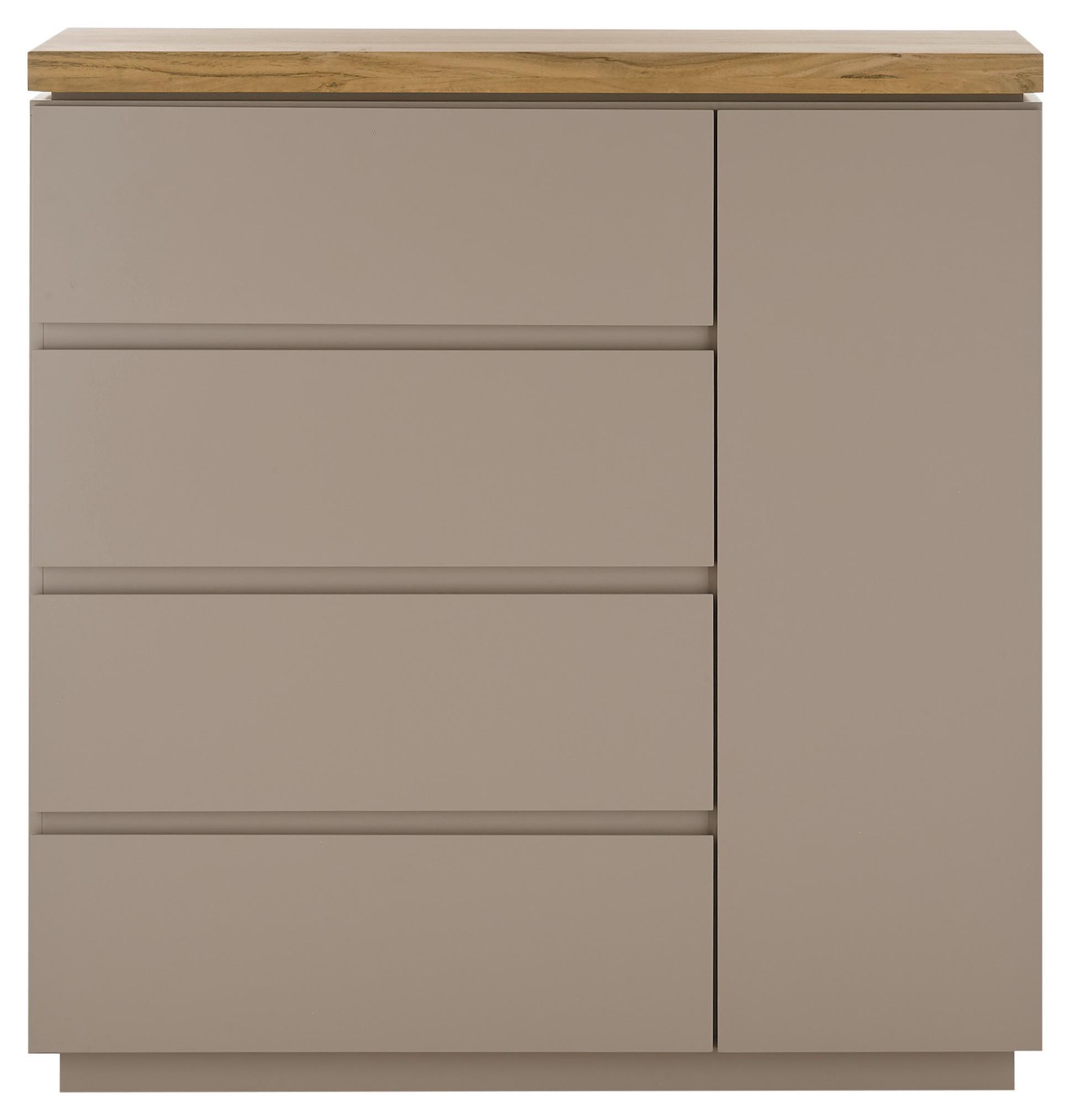 KOMODA PALAMOS - kolor naturalny/szary, Basics, materiał drewnopochodny/drewno (100/104/40cm)