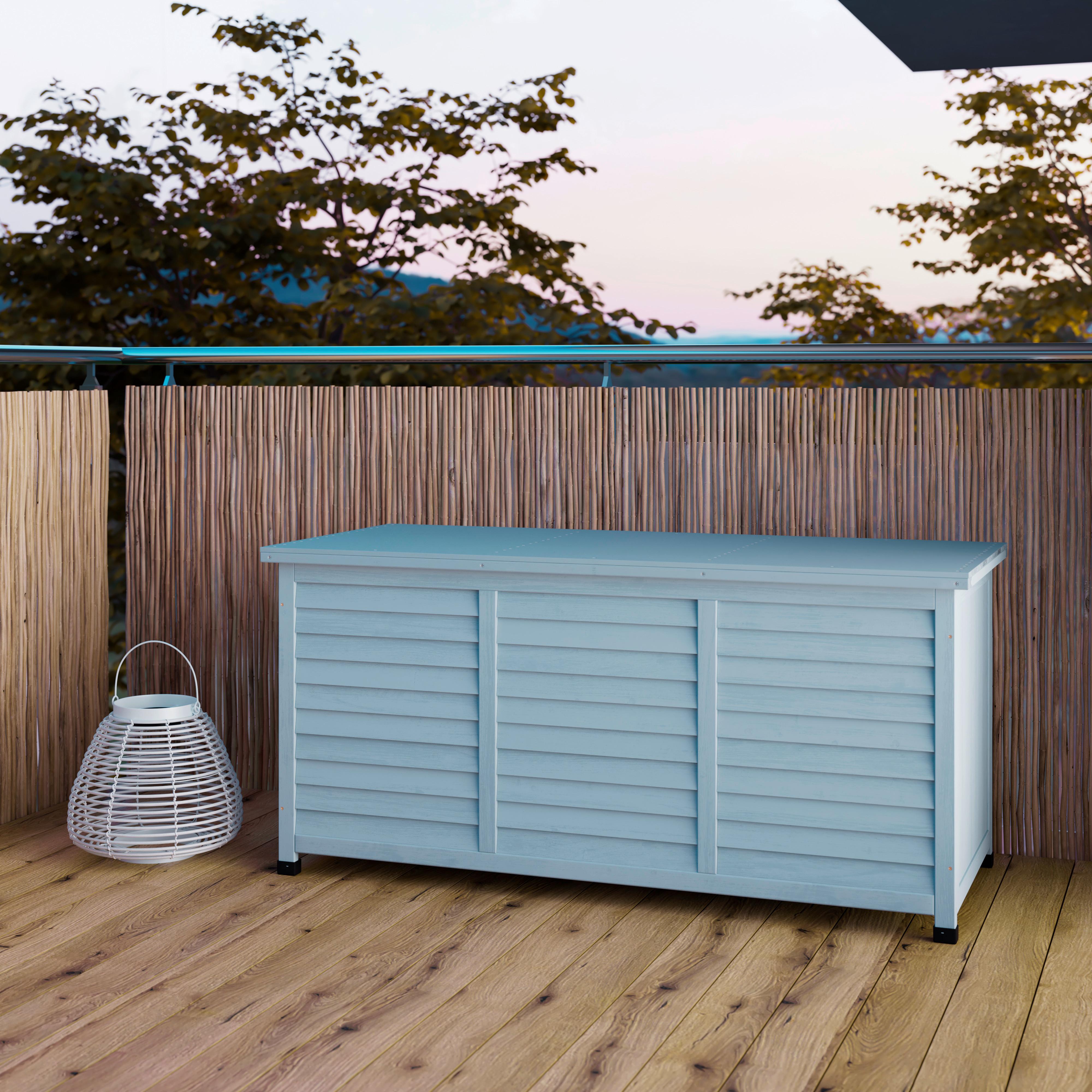 Kissenbox Joris Grau aus Echtholz - Grau, MODERN, Holz (127/60/56cm) - Bessagi Garden