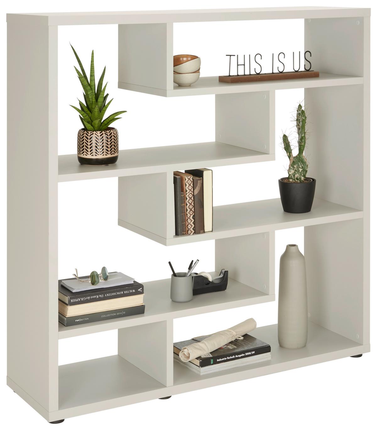 Polica Bounty - siva/crna, Moderno, drvni materijal/plastika (130/134/40cm) - Premium Living