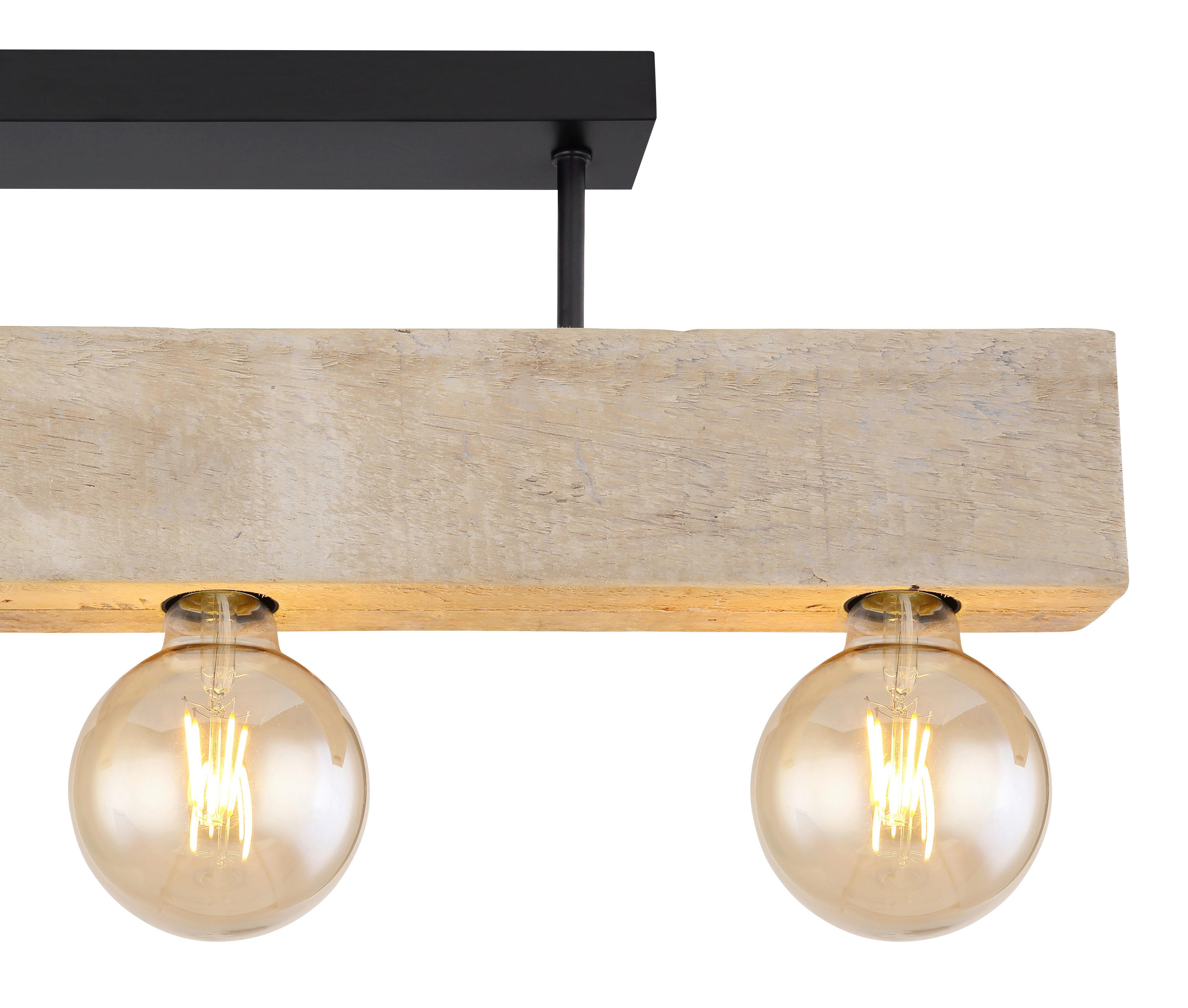 Deckenleuchte Adalie max. 60 Watt - Dunkelbraun/Schwarz, Natur, Holz/Metall (60/6/19cm) - Globo