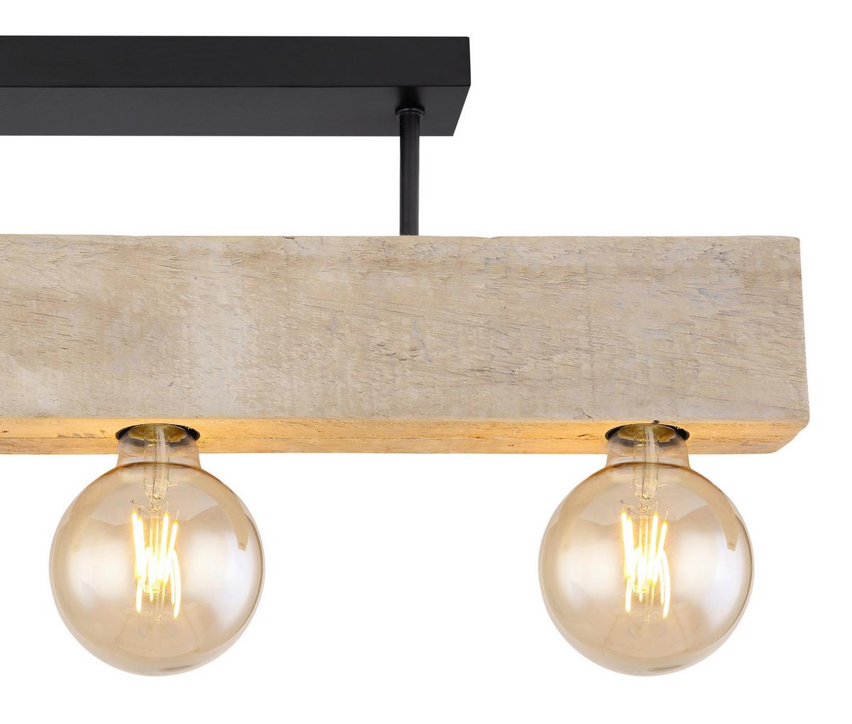 Deckenleuchte Adalie max. 60 Watt - Dunkelbraun/Schwarz, Natur, Holz/Metall (60/6/19cm) - Globo
