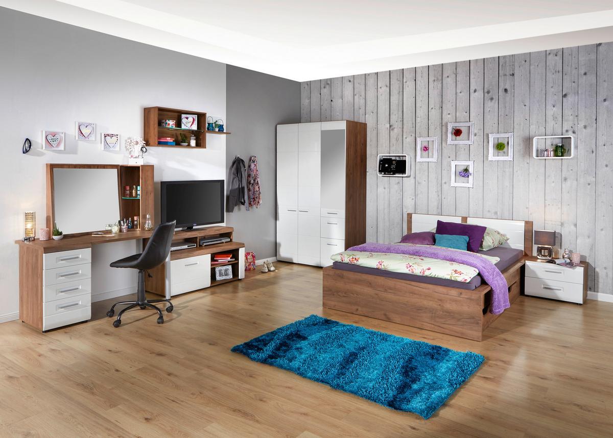 Masă de birou Avensis New - alb/culoare lemn stejar, Konventionell, material pe bază de lemn (130/72cm) - Premium Living