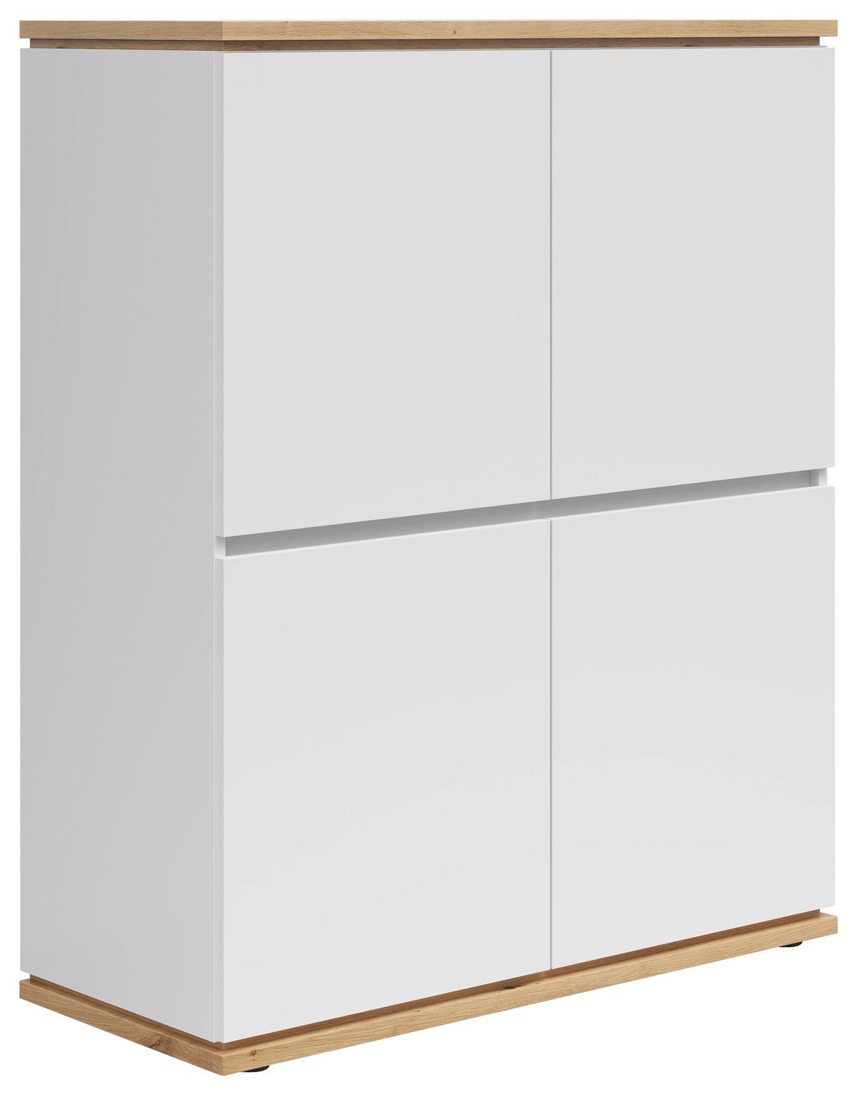 KOMODA WYSOKA YAMAEL - biały/czarny, Modern, materiał drewnopochodny (100/121/42cm) - Xora