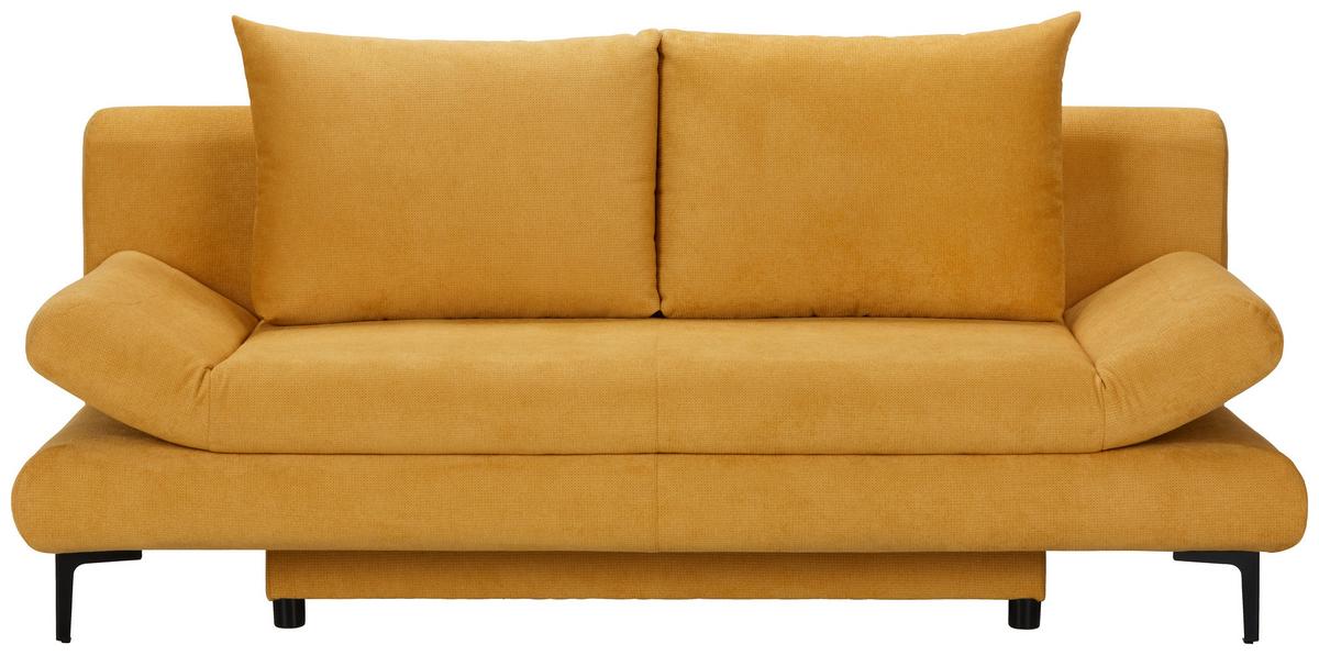 Schlafsofa in Gelb mit Bettfunktion - Gelb/Schwarz, MODERN, Textil (191/42-76/86cm) - Based