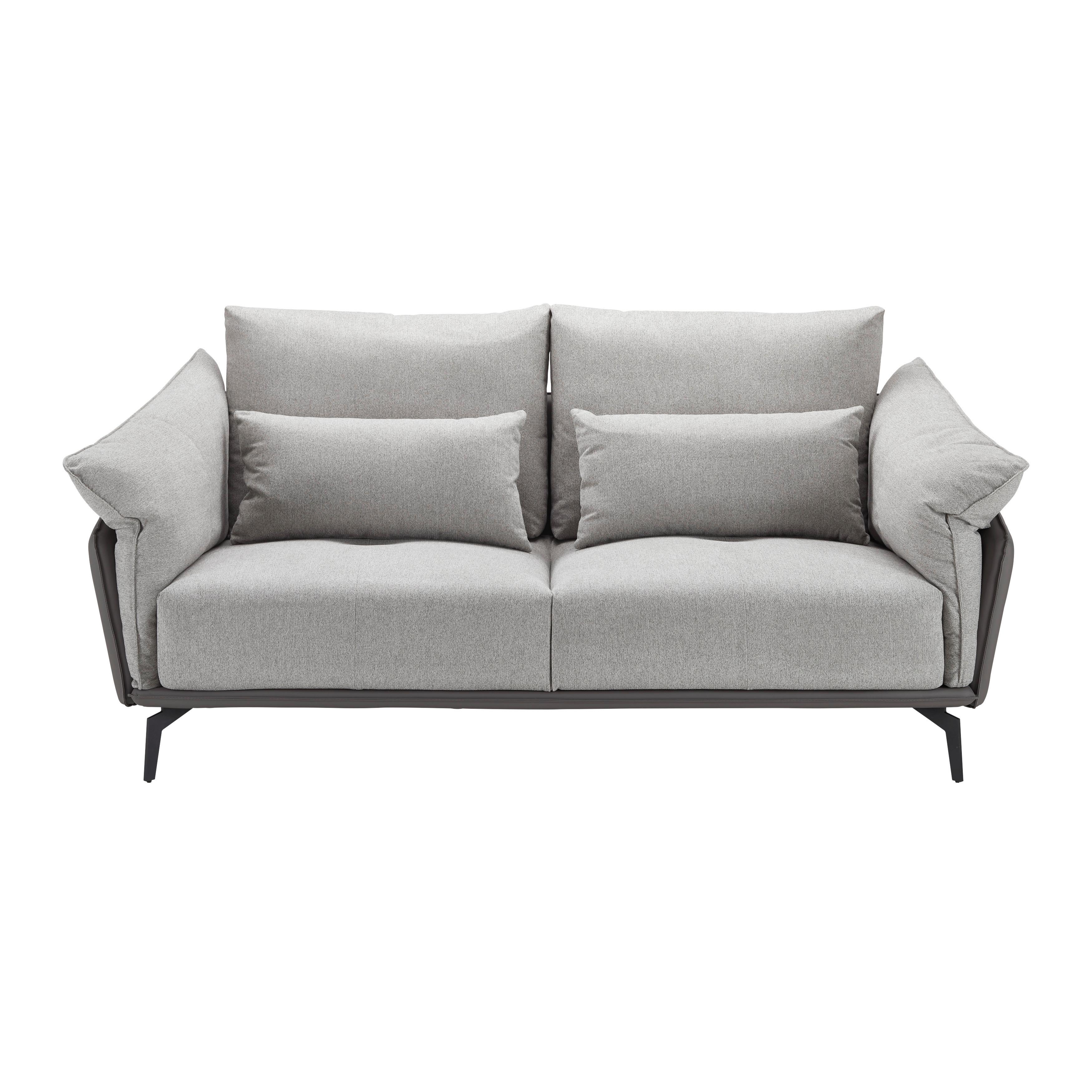 Sofa Elicia Grau Webstoff - Dunkelgrau/Hellgrau, MODERN, Holz/Textil (205/88/92cm) - Bessagi Home
