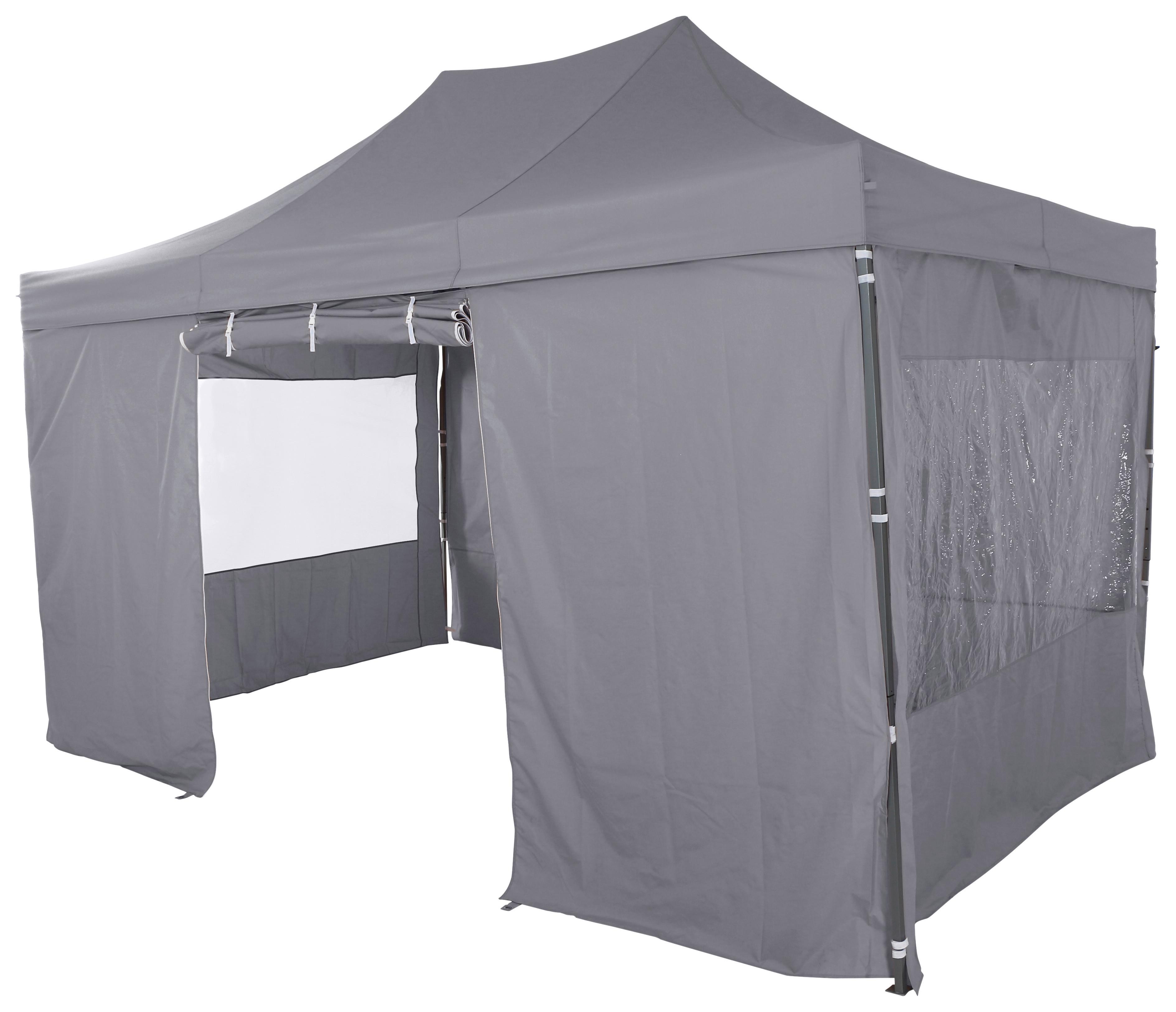 Pavillon 450x300 cm mit Seitenteilen - Grau, KONVENTIONELL, Textil (450/330/300cm) - Siena Garden