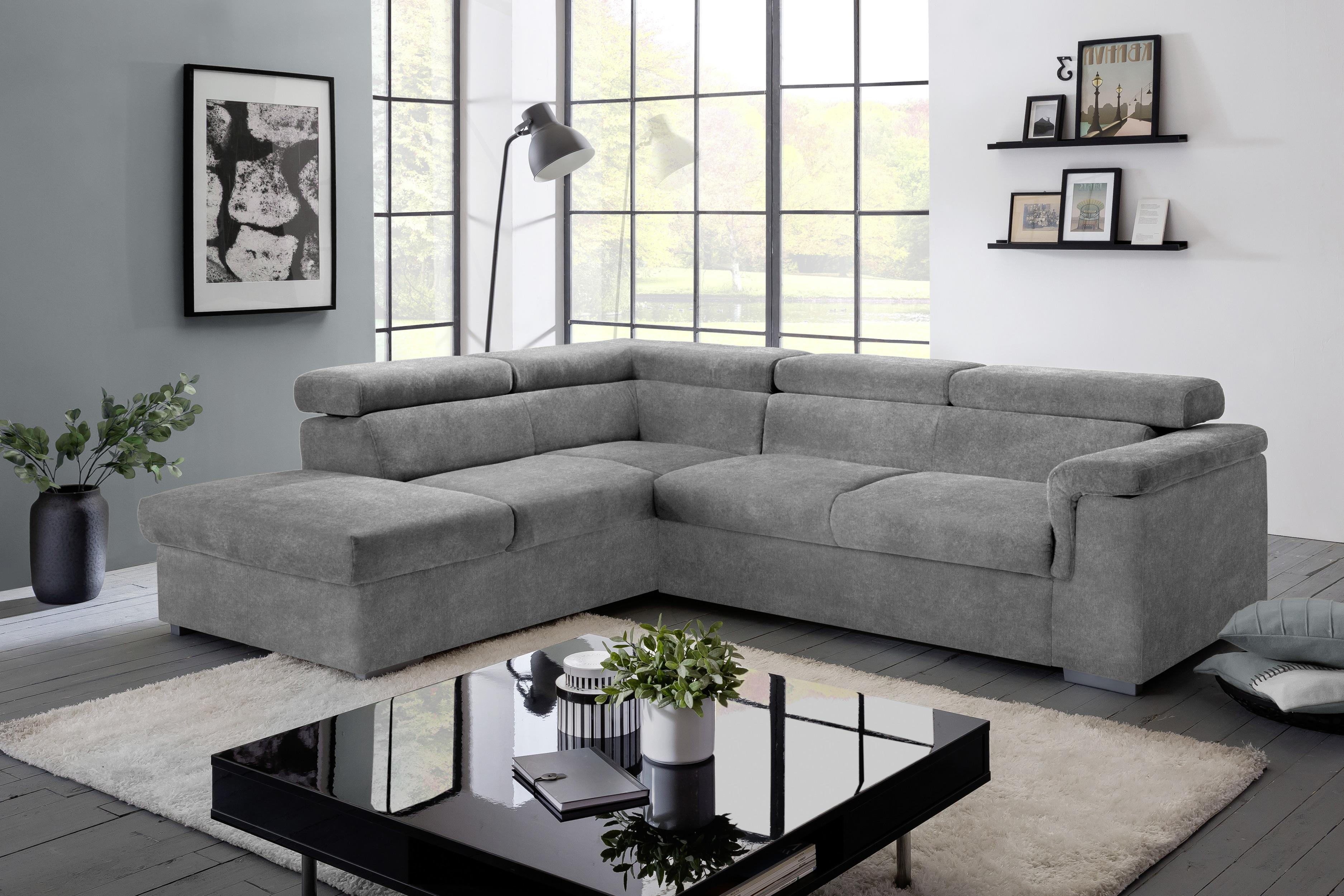 Wohnlandschaft Milla Grau ca. 217x252 cm - Grau, Basics, Holz/Textil (217/252cm) - MID.YOU