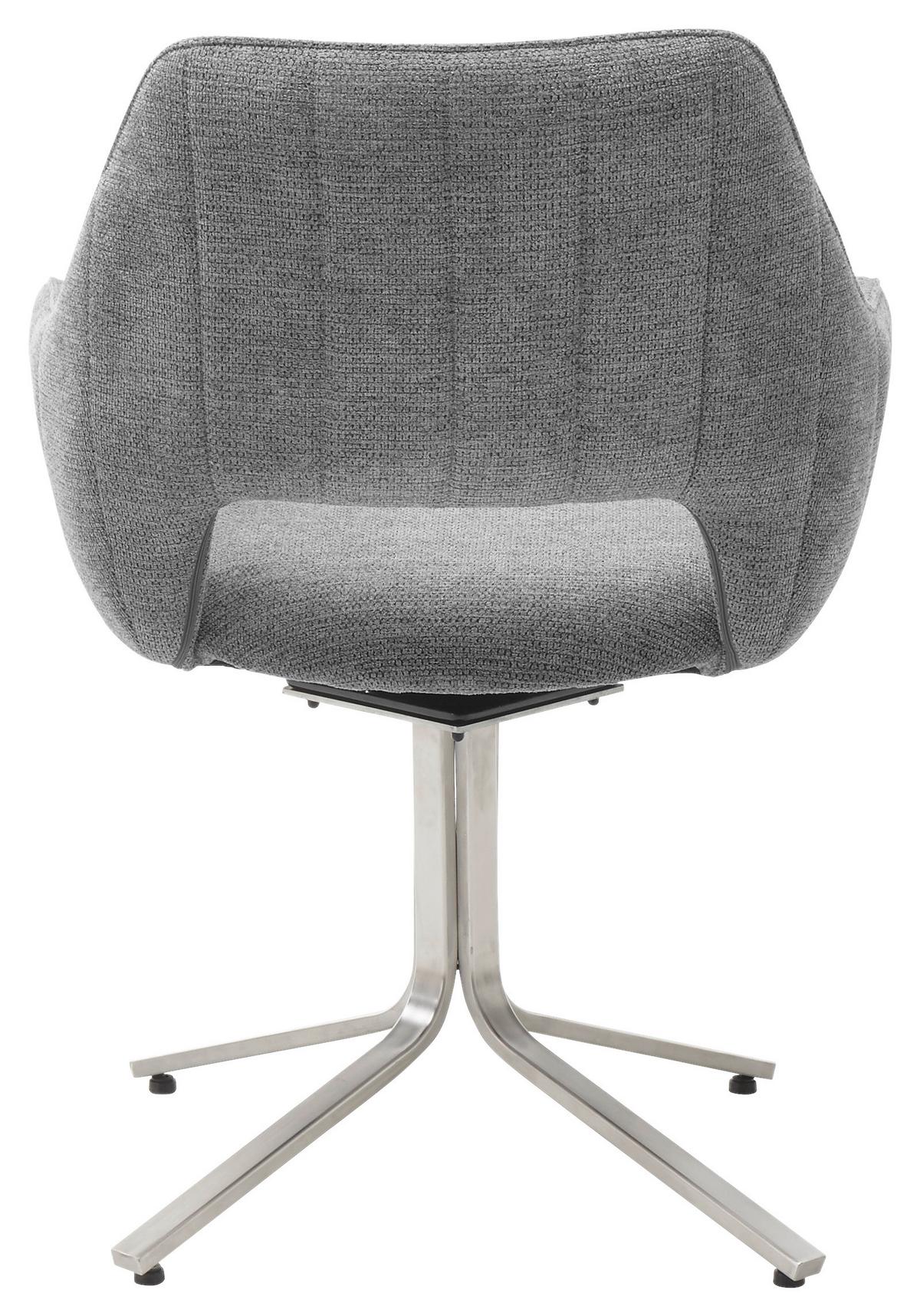 chaise accoudoirs in Grau - gris/couleur inox, Lifestyle, métal/textile (62/88/63cm) - Premium Living