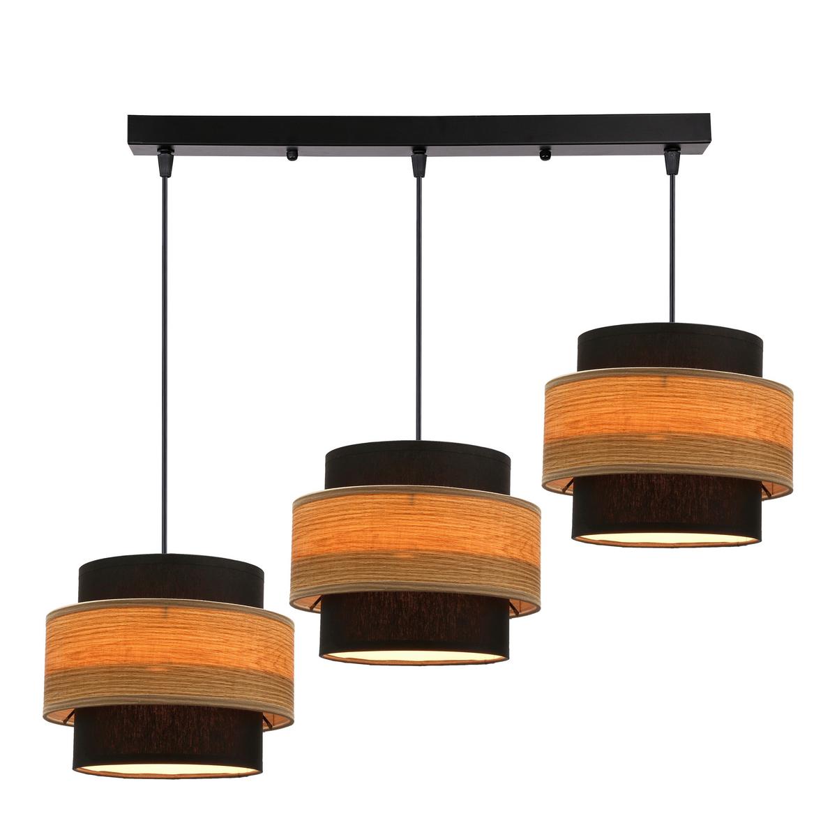 Viseća Svjetiljka Twin - boje hrasta/crna, Natur, metal/tekstil (75/20/100cm)