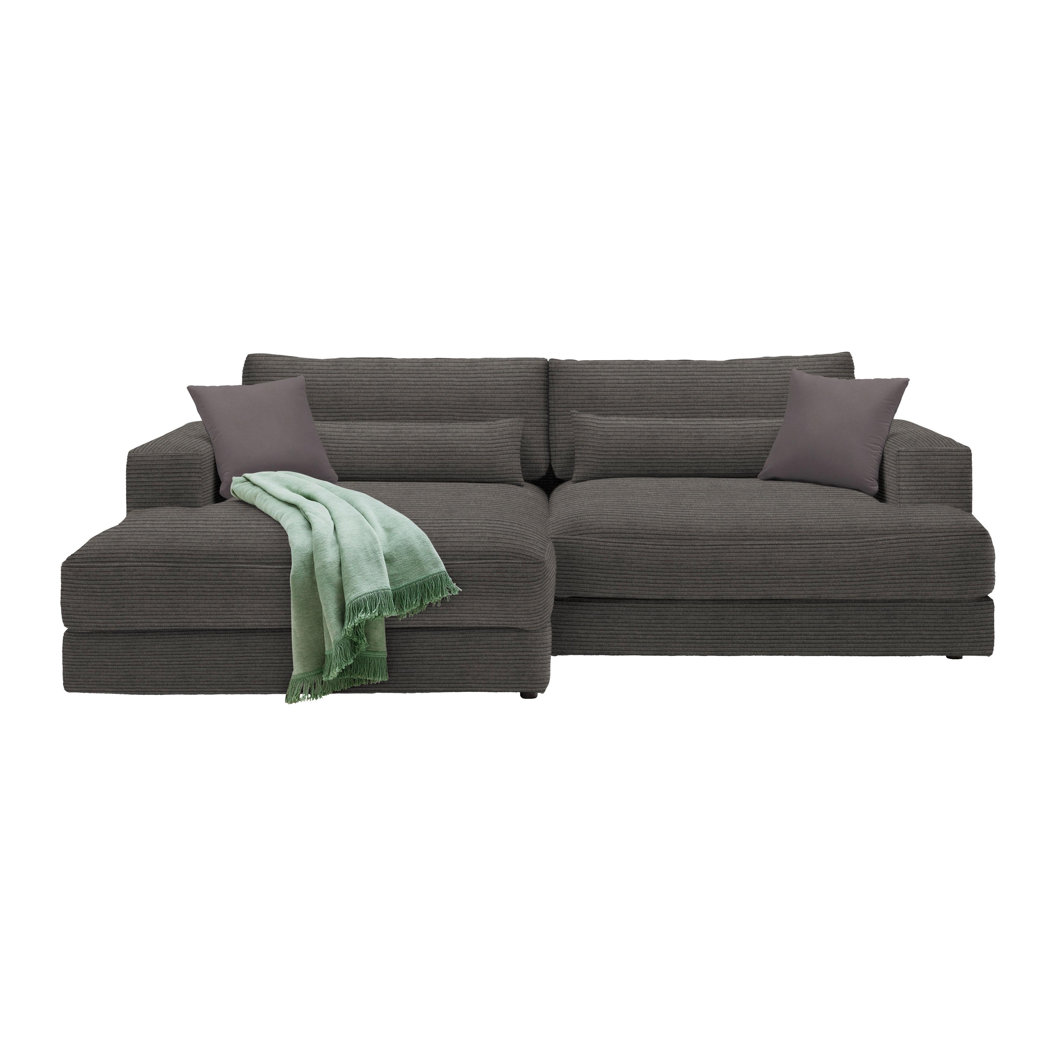 Ecksofa Fabiona links Braun - Schwarz/Braun, MODERN, Holz/Kunststoff (194/268cm) - Premium Living