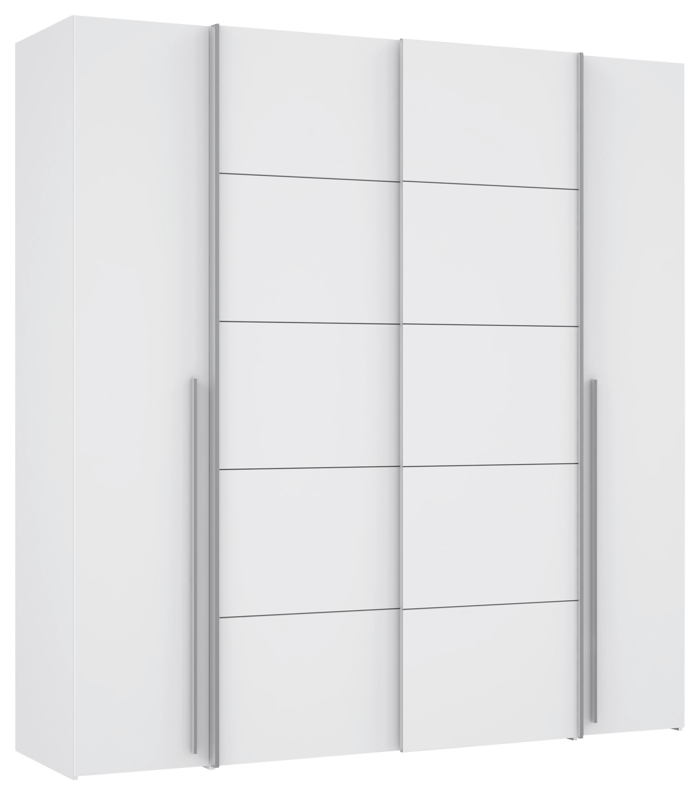 SZAFA NA UBRANIA NARAGO - biały/kolor aluminiowy, Basics, materiał drewnopochodny/tworzywo sztuczne (200/210/61,2cm) - MID.YOU