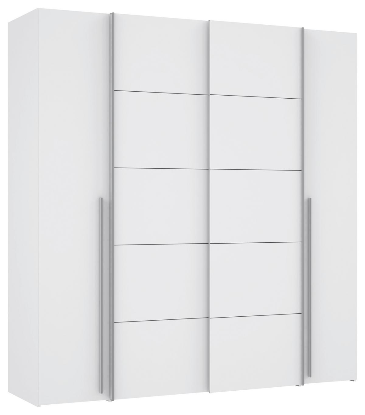 SZAFA NA UBRANIA NARAGO - biały/kolor aluminiowy, Basics, materiał drewnopochodny/tworzywo sztuczne (200/210/61,2cm) - MID.YOU