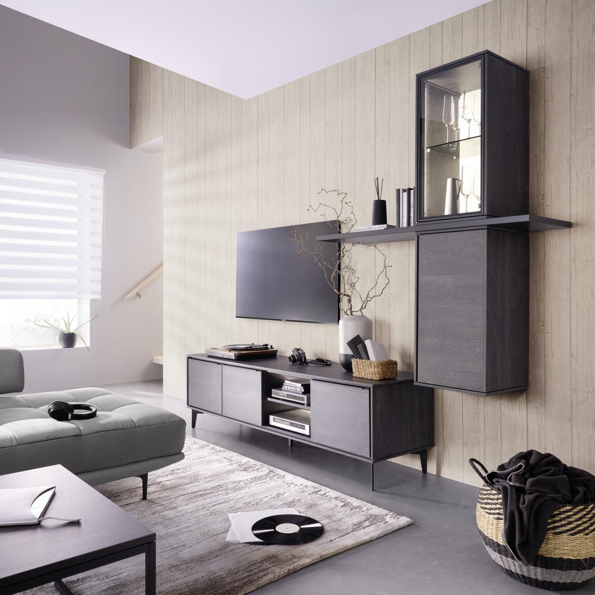 Hängeelement Aarhus in Anthrazit - Anthrazit/Schwarz, MODERN, Holzwerkstoff/Metall (38/73/37cm) - Premium Living