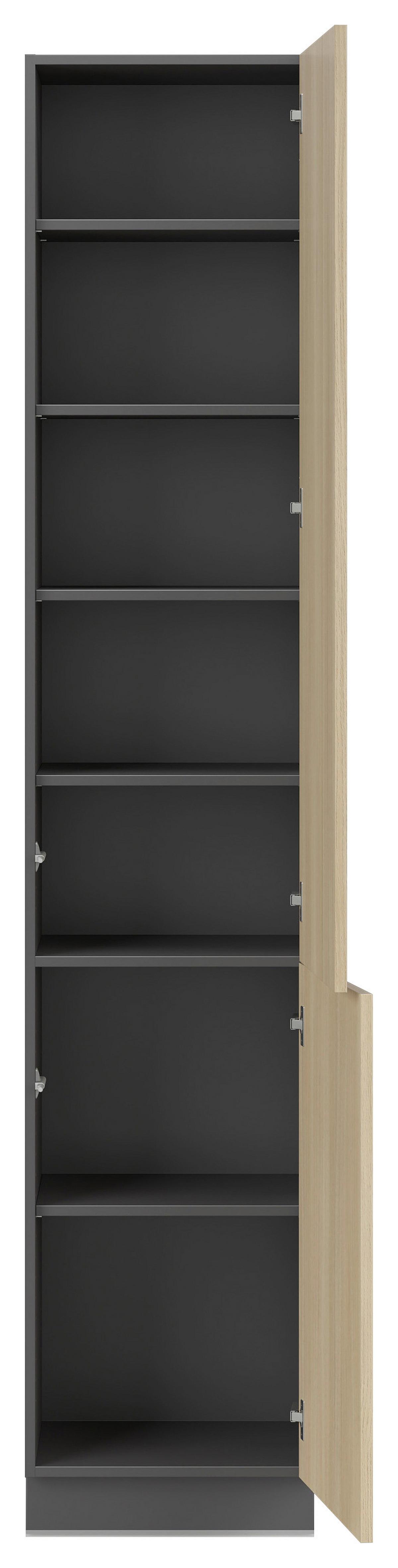 Bucatarie standard MILINO - culoare lemn stejar/grafit, Basics, material pe bază de lemn (330/230/60cm) - Visiona