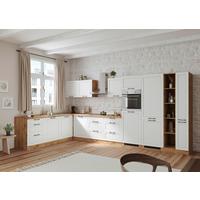 Eckküche Meran mit Geräten ca. 240x420 cm Weiß/Eiche - Eiche Wotan/Schwarz, LIFESTYLE, Holzwerkstoff/Metall (240/420cm) - Held