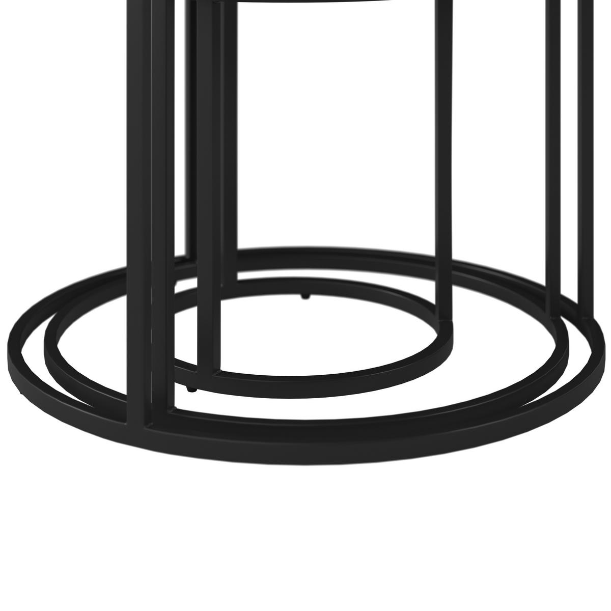 OGRODOWY STOLIK BOCZNY-ZESTAW SALERNO - kolor akacjowy/czarny, Modern, metal/drewno (76/56/36/50/45/40/76/56/36cm) - Ambia Garden