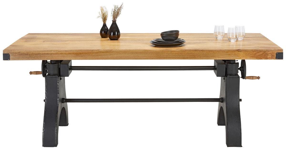 Esstisch Industrial Natur Mangoholz ca. 200x90x76cm - Schwarz/Naturfarben, LIFESTYLE, Holz/Metall (200/90/76cm) - Premium Living