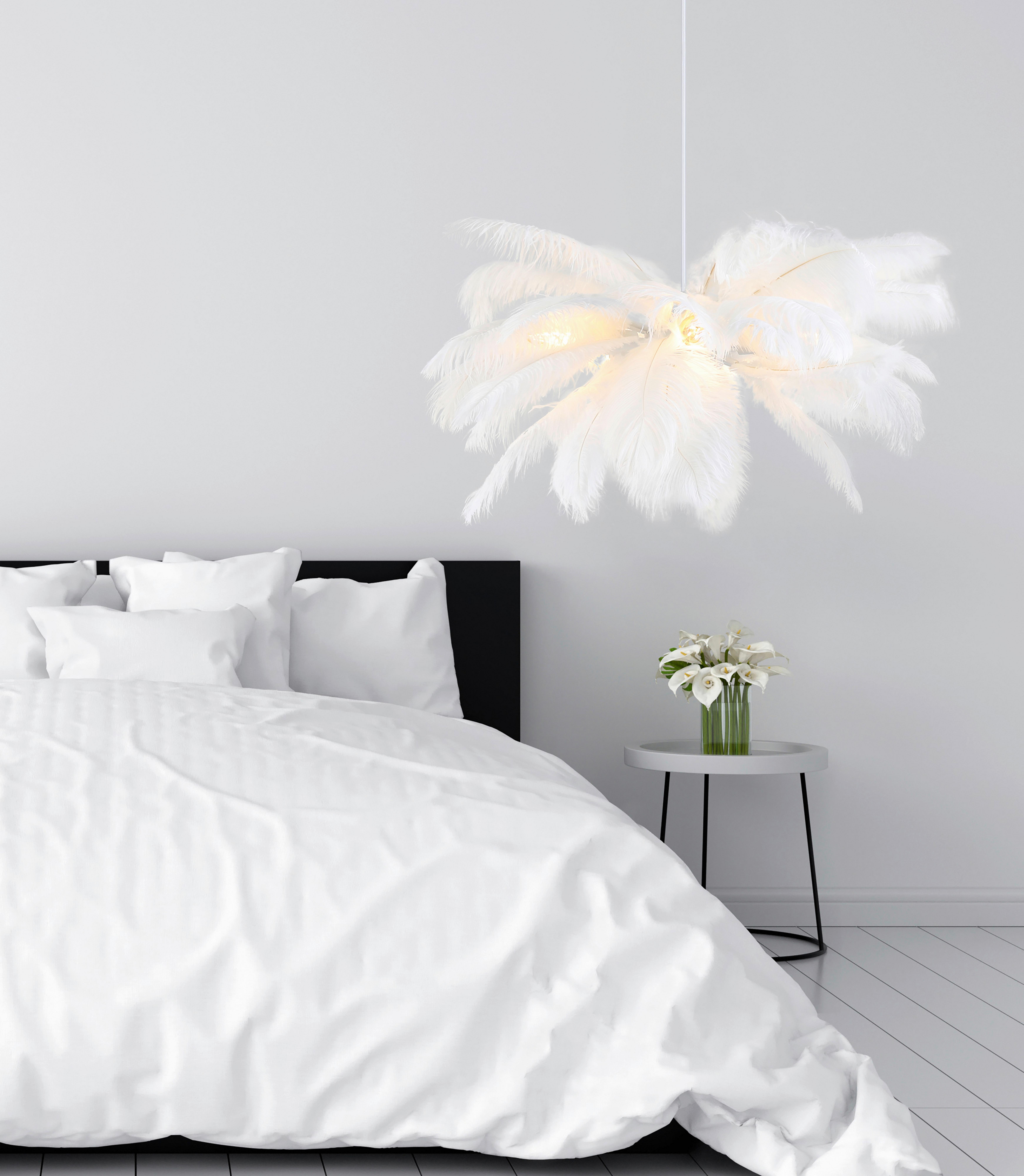 HANGLAMP FEDI - Wit, Modern, Textiel/Metaal (55/120cm)