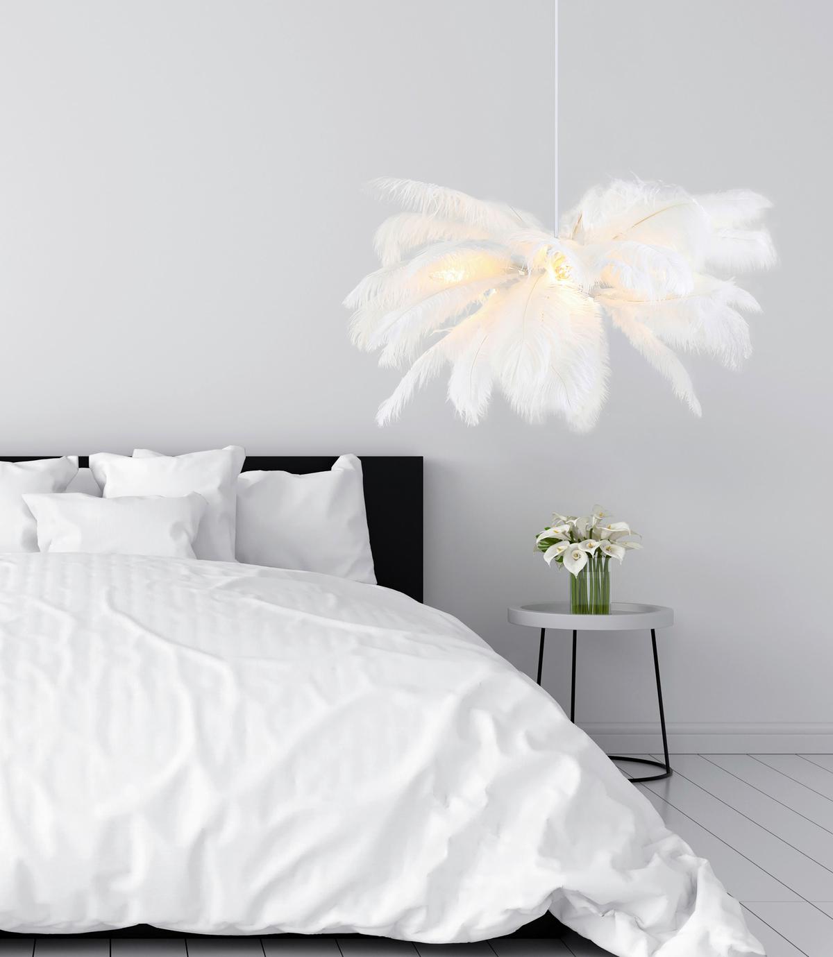 Hängeleuchte Fedi Weiß max. 3 Watt - Weiß, MODERN, Textil/Metall (55/120cm)