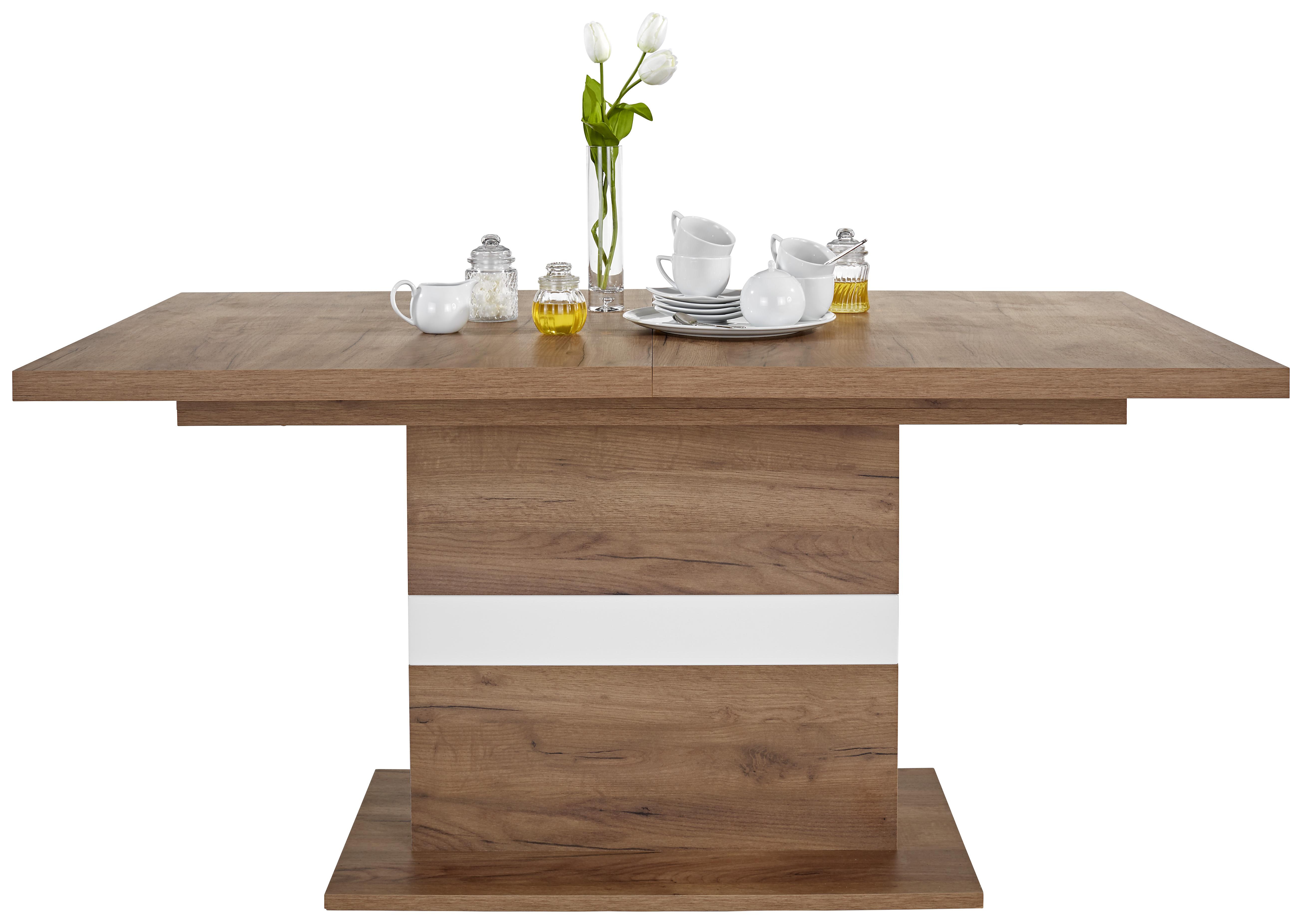 Kihúzható Asztal Avensis New - tölgyfa/fehér, Modern, faalapú anyag (160/76/90cm) - Luca Bessoni