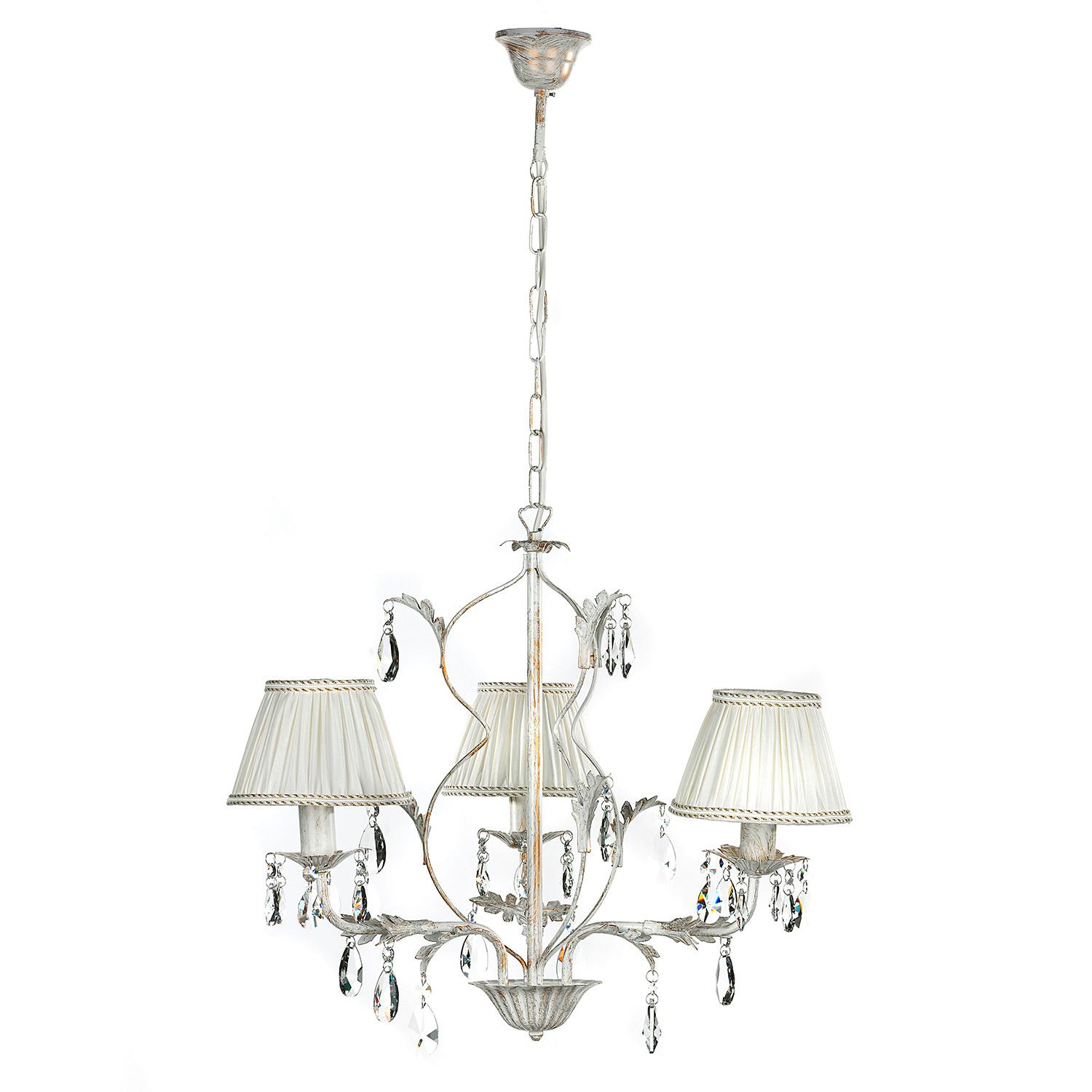 Kristall-Hängeleuchte Karen Weiß max. 6 Watt - Weiß, Natur, Glas/Textil (60/105cm)