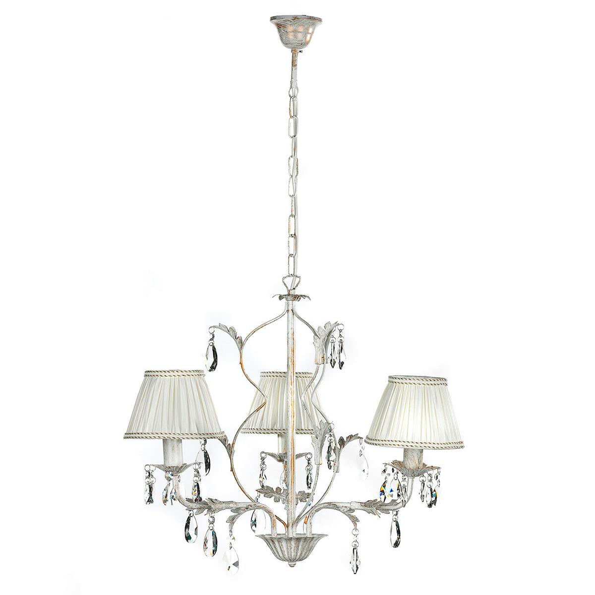 Kristall-Hängeleuchte Karen Weiß max. 6 Watt - Weiß, Natur, Glas/Textil (60/105cm)