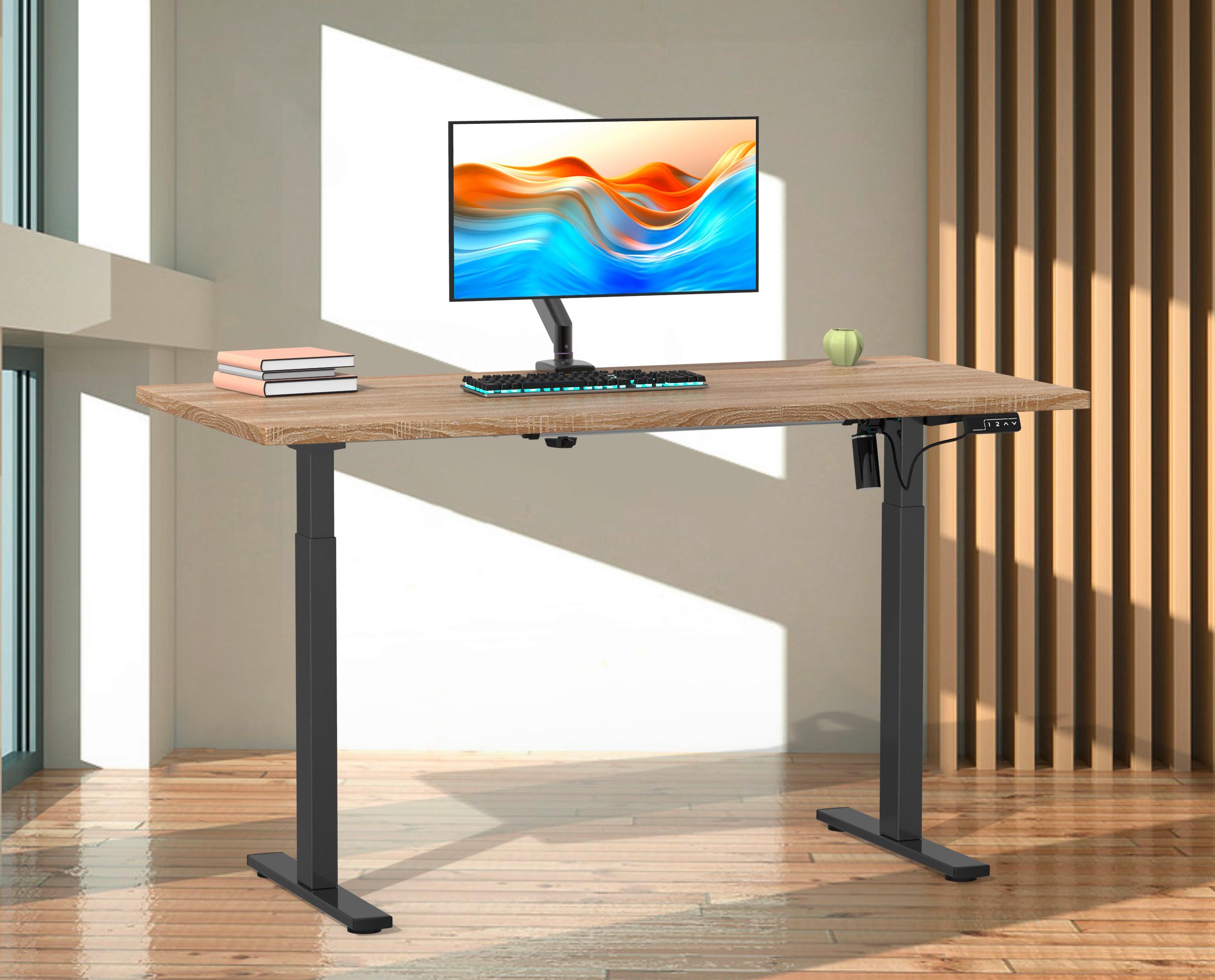 SCHREIBTISCH E-LONA - Anthrazit/Silberfarben, Design, Holzwerkstoff/Metall (140/71/80cm) - MID.YOU