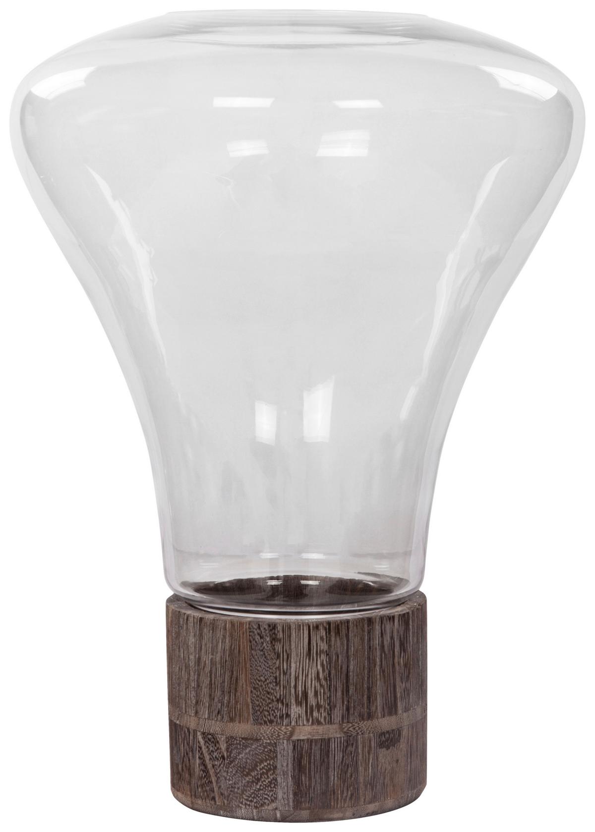 WINDLICHT ERIS - Grau, Lifestyle, Glas/Holzwerkstoff (31/38cm) - Kayoom