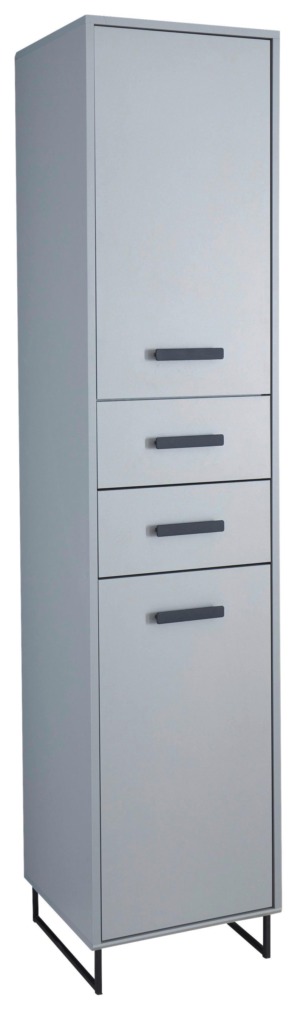 Magasszekrény Tunis - fekete/szürke, Natur, műanyag/faalapú anyag (41/185/38cm) - home24