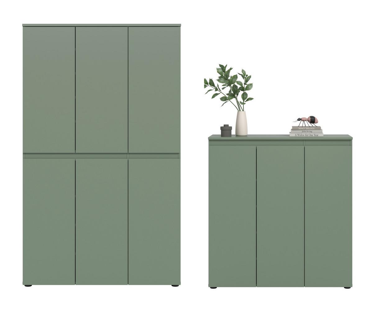 Garderobenschrank Scarpa Graugrün - Schwarz/Graugrün, Design, Holzwerkstoff/Kunststoff (235/175/37cm) - Livetastic