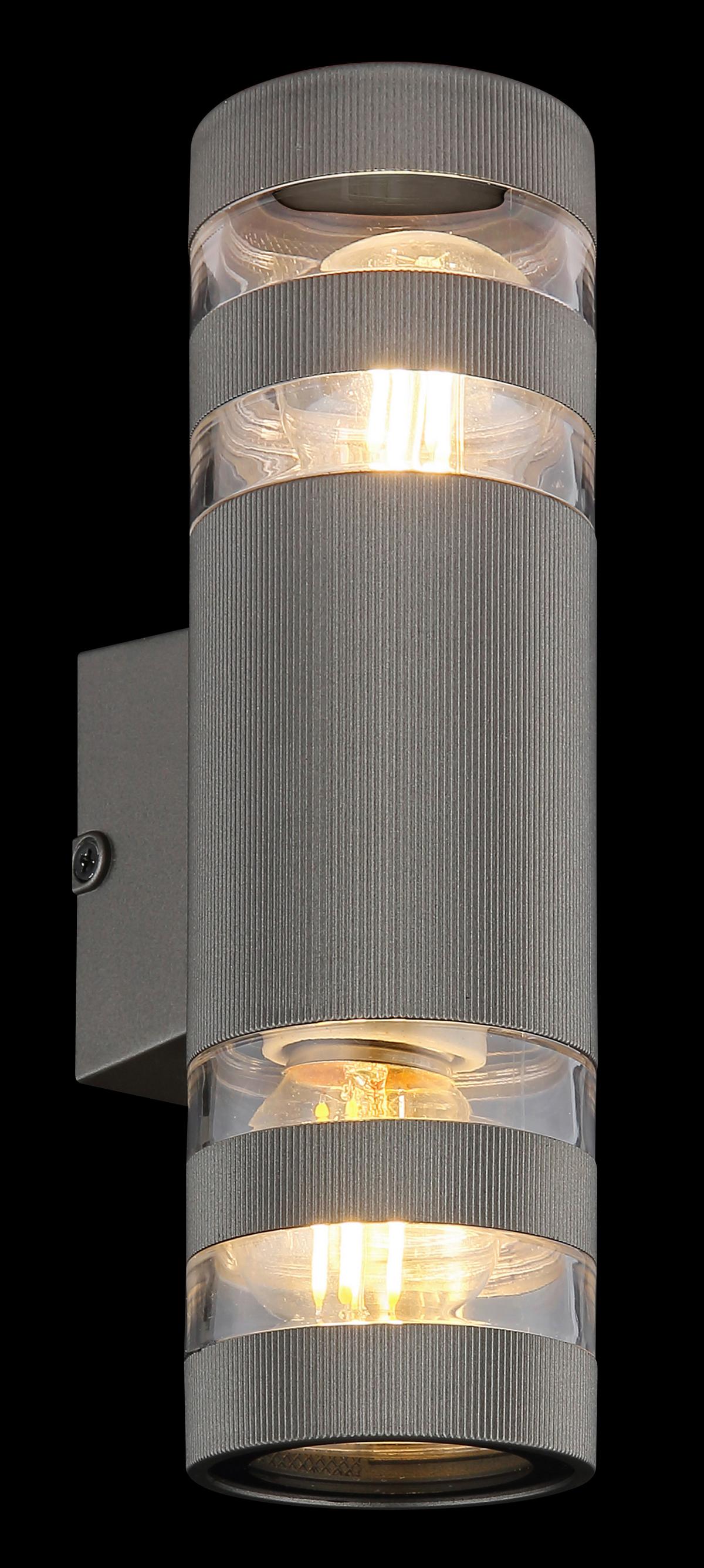 WANDLEUCHTE 78260A HAYES - Klar/Anthrazit, Basics, Glas/Kunststoff (22/6,5/6,5cm) - Globo