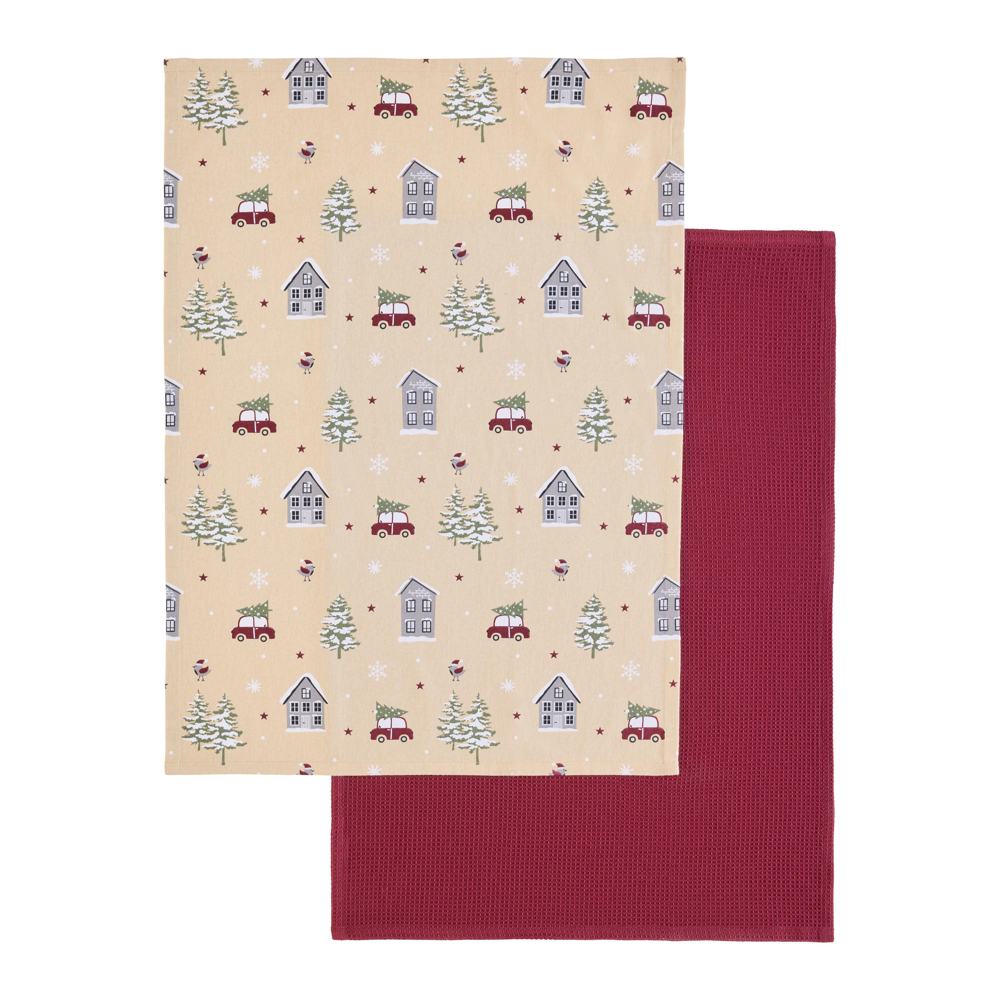 Konyharuhaszett Home 2db - bézs/piros, Konventionell, textil (50/70cm) - Mömax