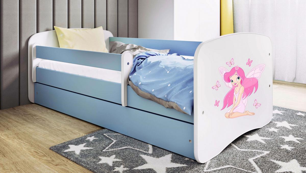 Otroška Postelja Babydreams, Bela, Modra, 80x160cm - modra/bela, Moderno, tekstil/leseni material (80/160cm) - MID.YOU