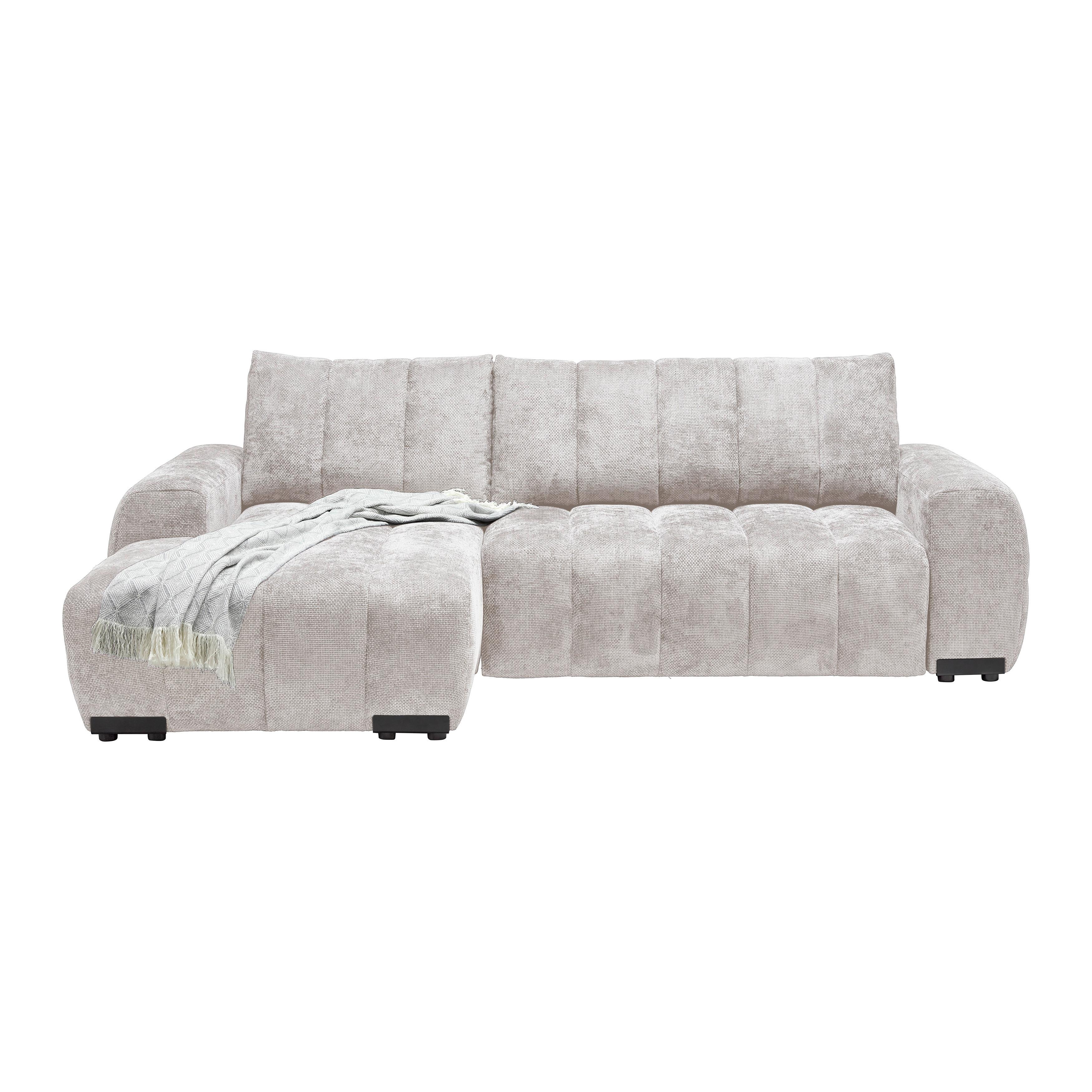 Wohnlandschaft Bolonia Creme - Schwarz Hochglanz/Creme, MODERN, Textil/Metall (166/93/273cm) - Mömax