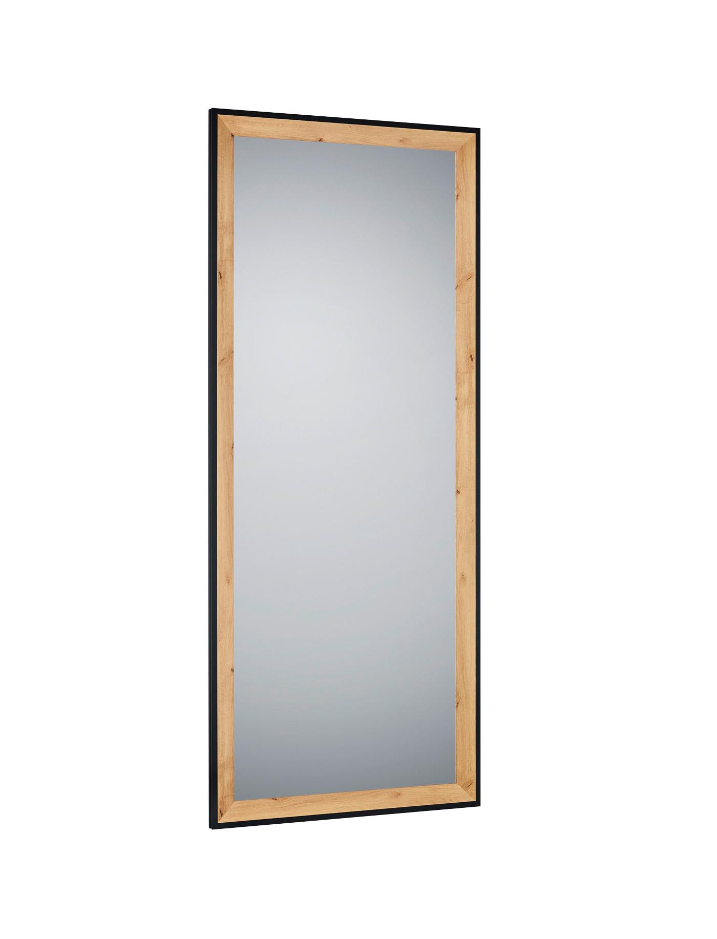 Fali Tükör 70x170cm Bianka - fekete/tölgyfa, Modern, faalapú anyag/Üveg (70/170cm)