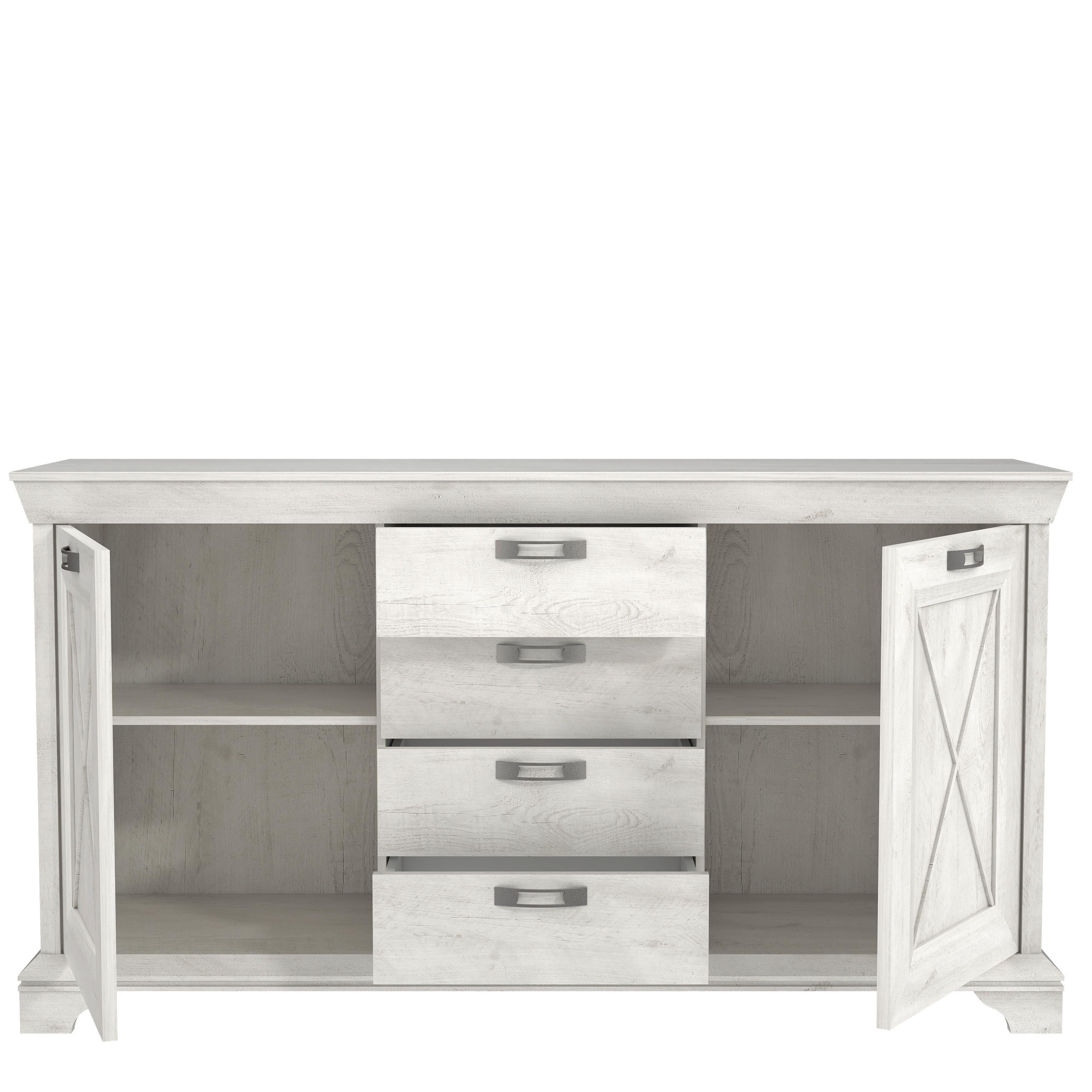 Komoda Kashmir - bela/srebrna, Konvencionalno, metal/pločasti materijal (178,3/95,9/48,2cm) - Premium Living