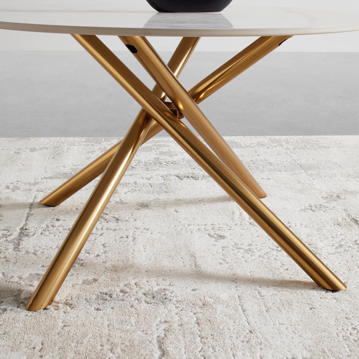 Couchtisch Marbella Weiß/Goldfarben - Goldfarben/Weiß, MODERN, Keramik/Metall (70/70/44cm) - Mömax