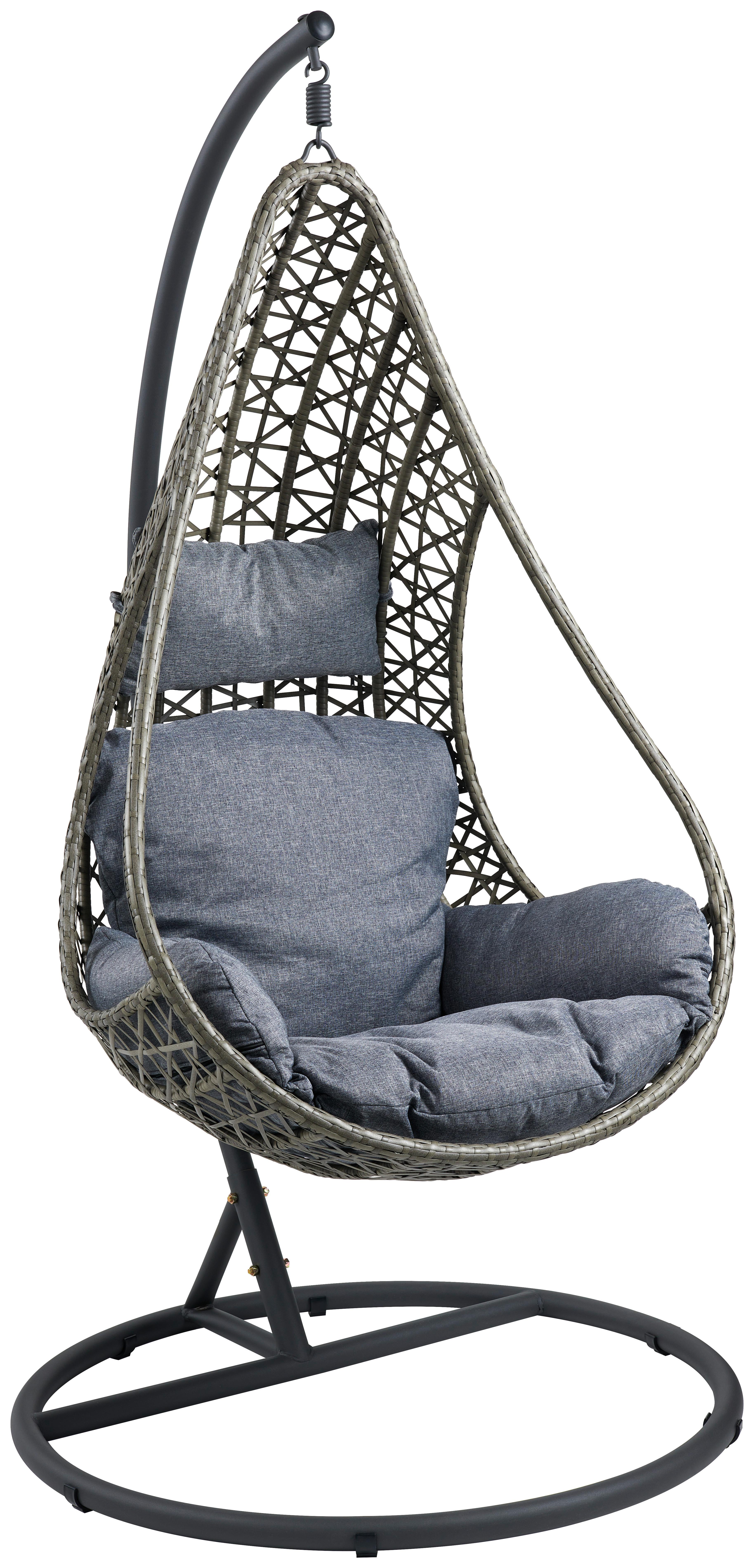 Viseči Stol Monaco, Črna, Rjava - črna/rjava, Moderno, kovina/umetna masa (105/200/105cm) - Beldano