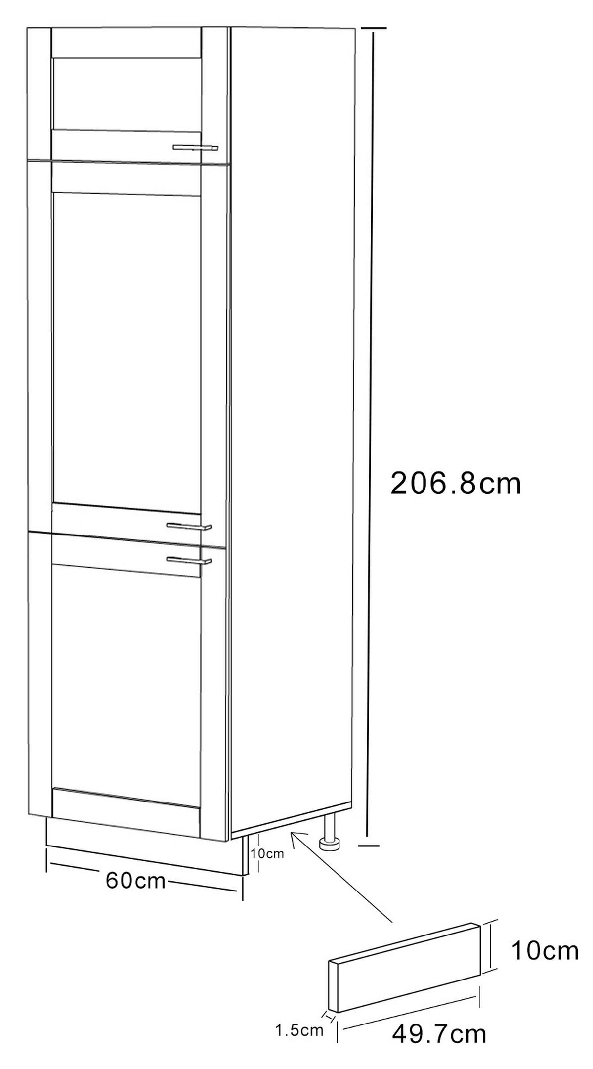 GESCHIRRSCHRANK COLURA - Weiss/Anthrazit, Trend, Holzwerkstoff/Kunststoff (60/207/57cm) - MID.YOU