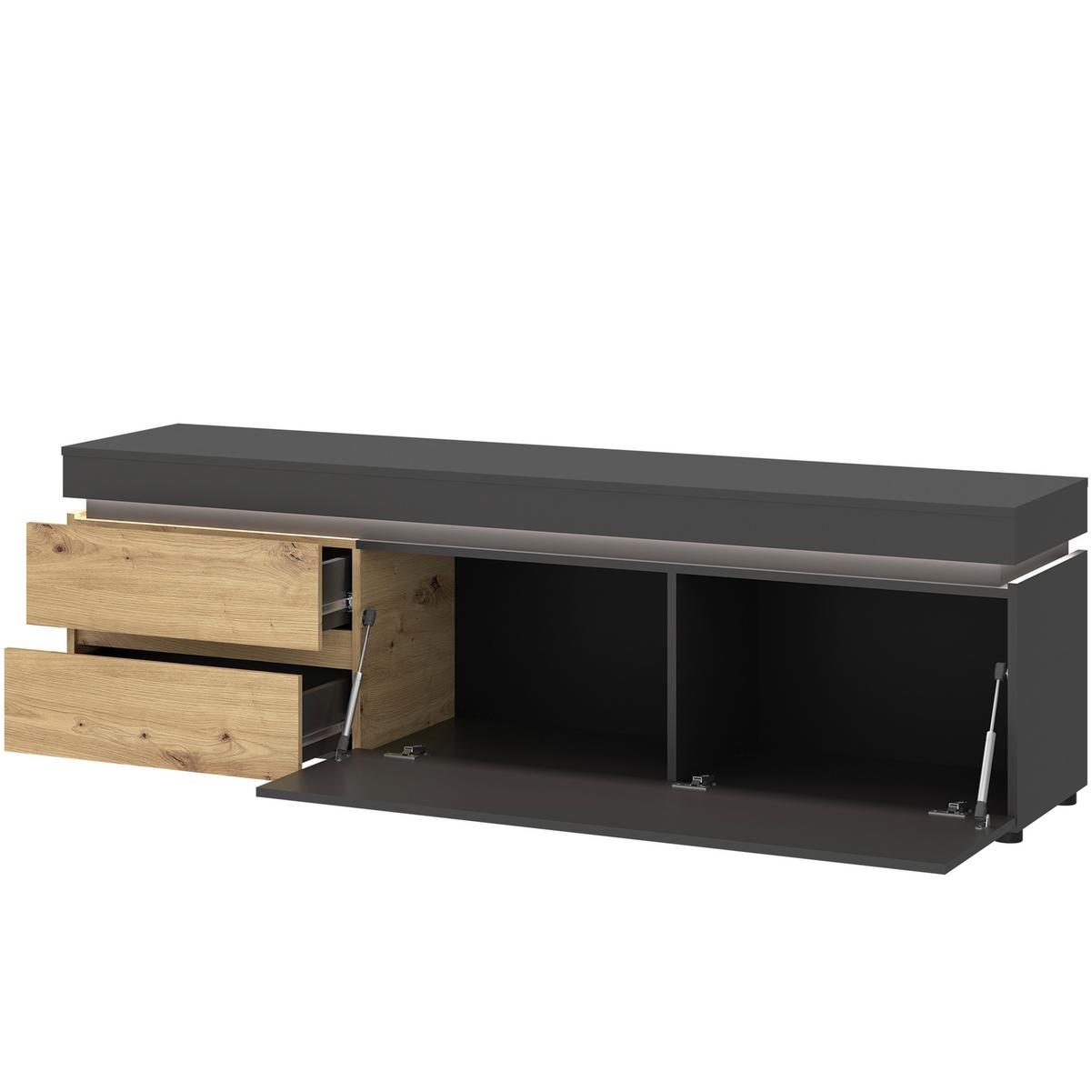 Comodă TV LUCI GRAU - stejar Artisan/gri, Trend, material pe bază de lemn (180,5/56,7/48cm) - Modern Living