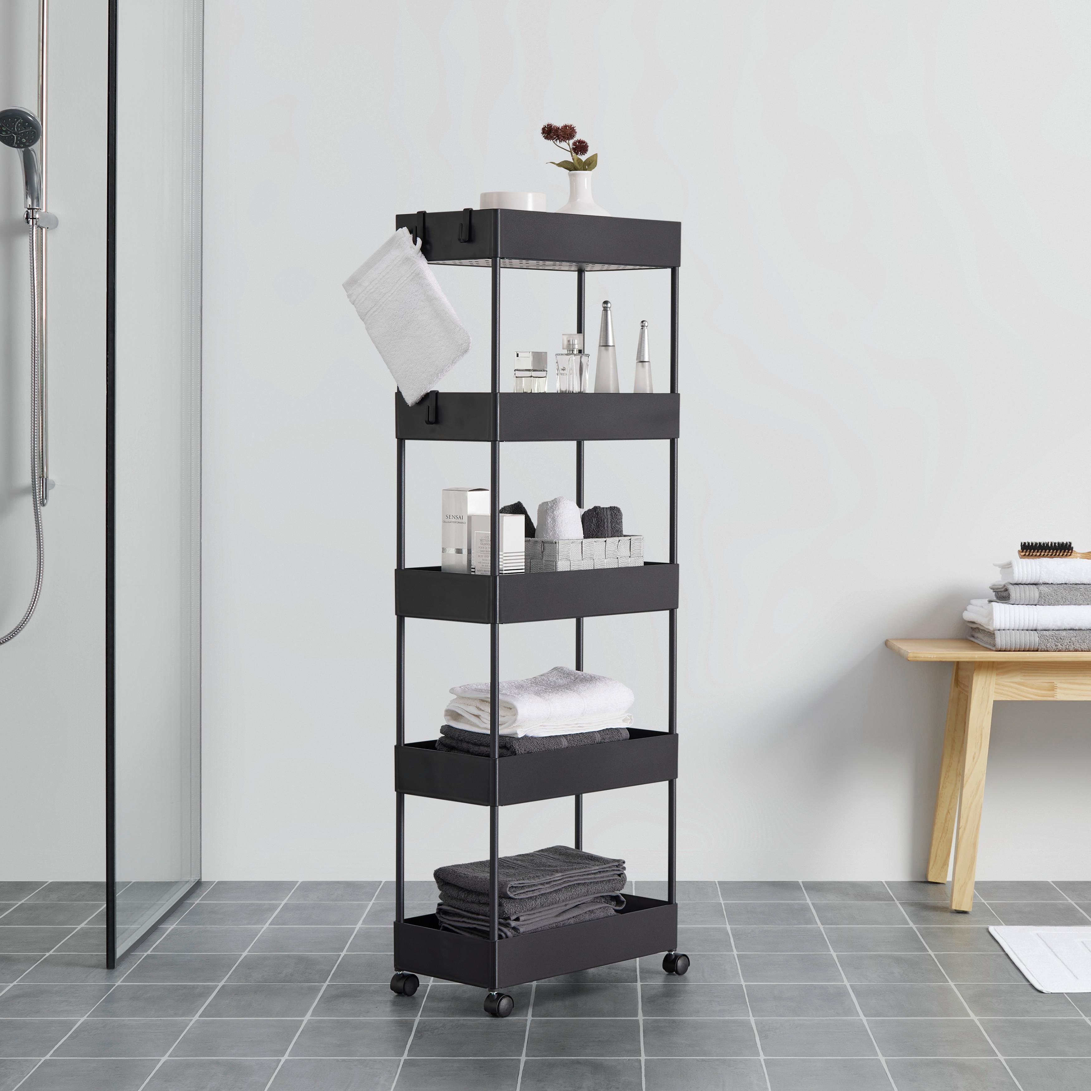 Rollwagen "Sandro", schwarz - Schwarz, MODERN, Kunststoff/Metall (22/116/40cm) - Bessagi Home