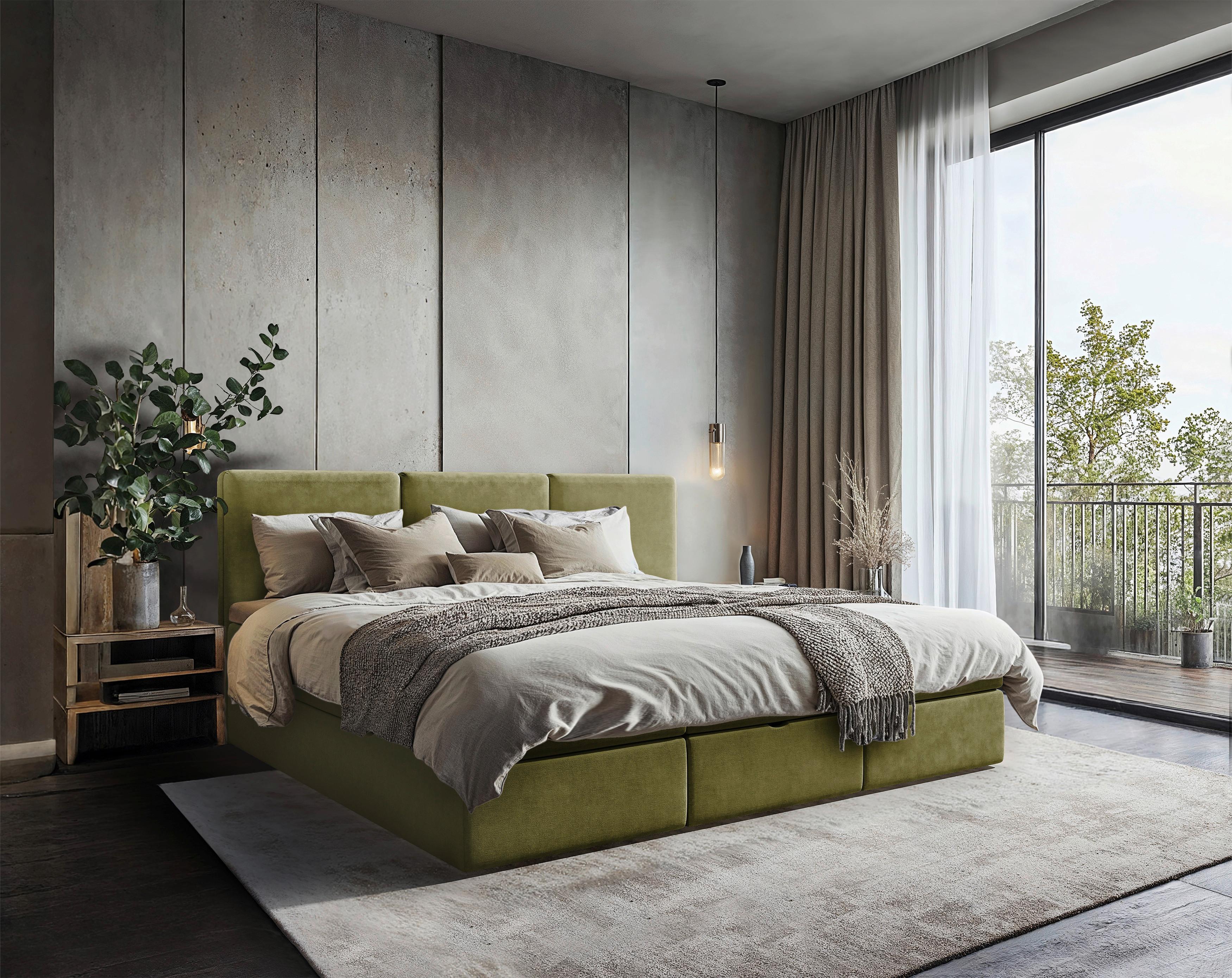 Familienbett Domino Combo Grün ca.240x200cm - Schwarz/Grün, MODERN, Holz/Holzwerkstoff (240/200cm) - MID.YOU