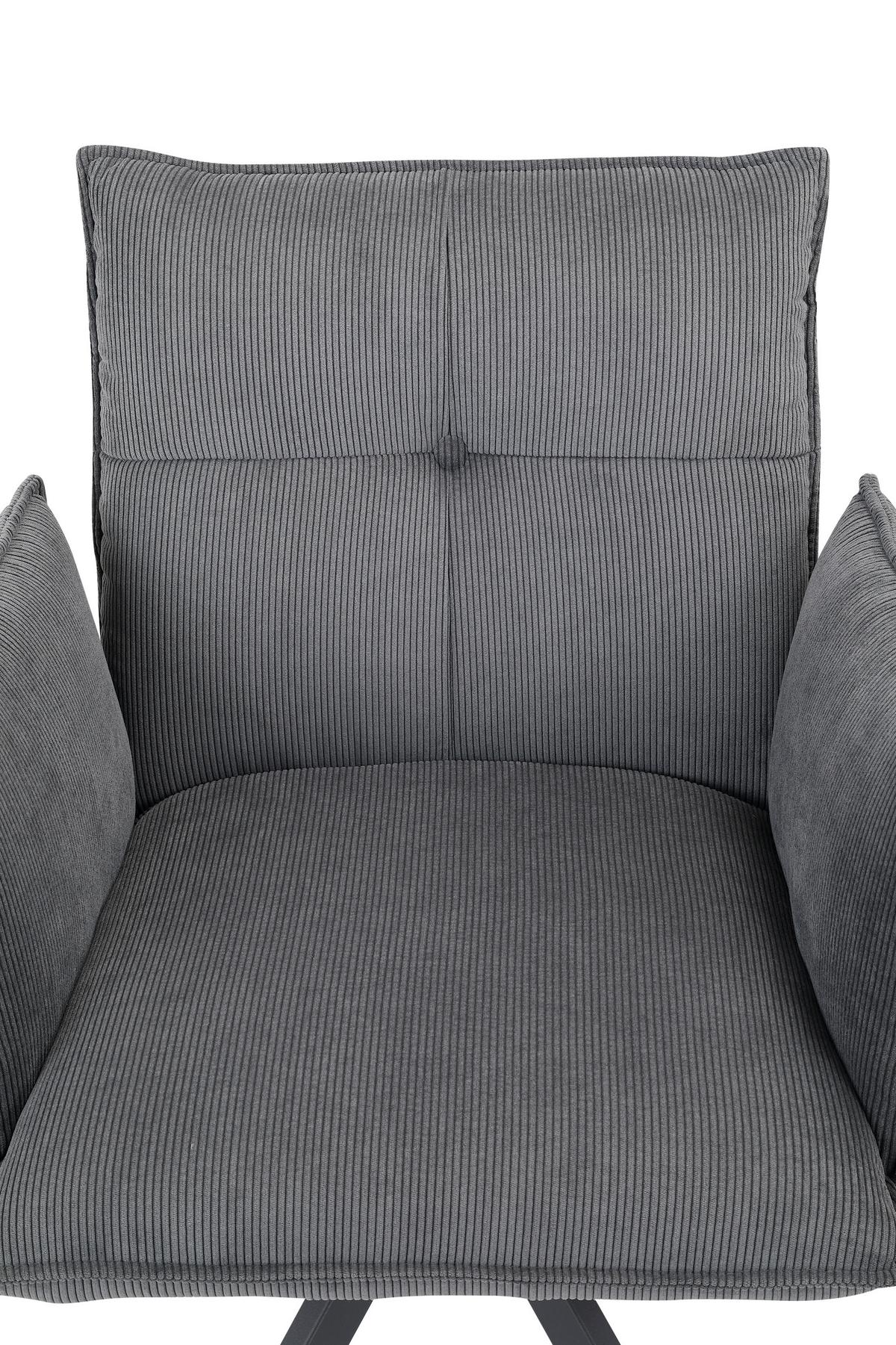 KRZESŁO Z PODŁOKIETNIKAMI COCO - antracytowy/czarny, Design, metal/tkanina (63,5/85/63,5cm) - Novel