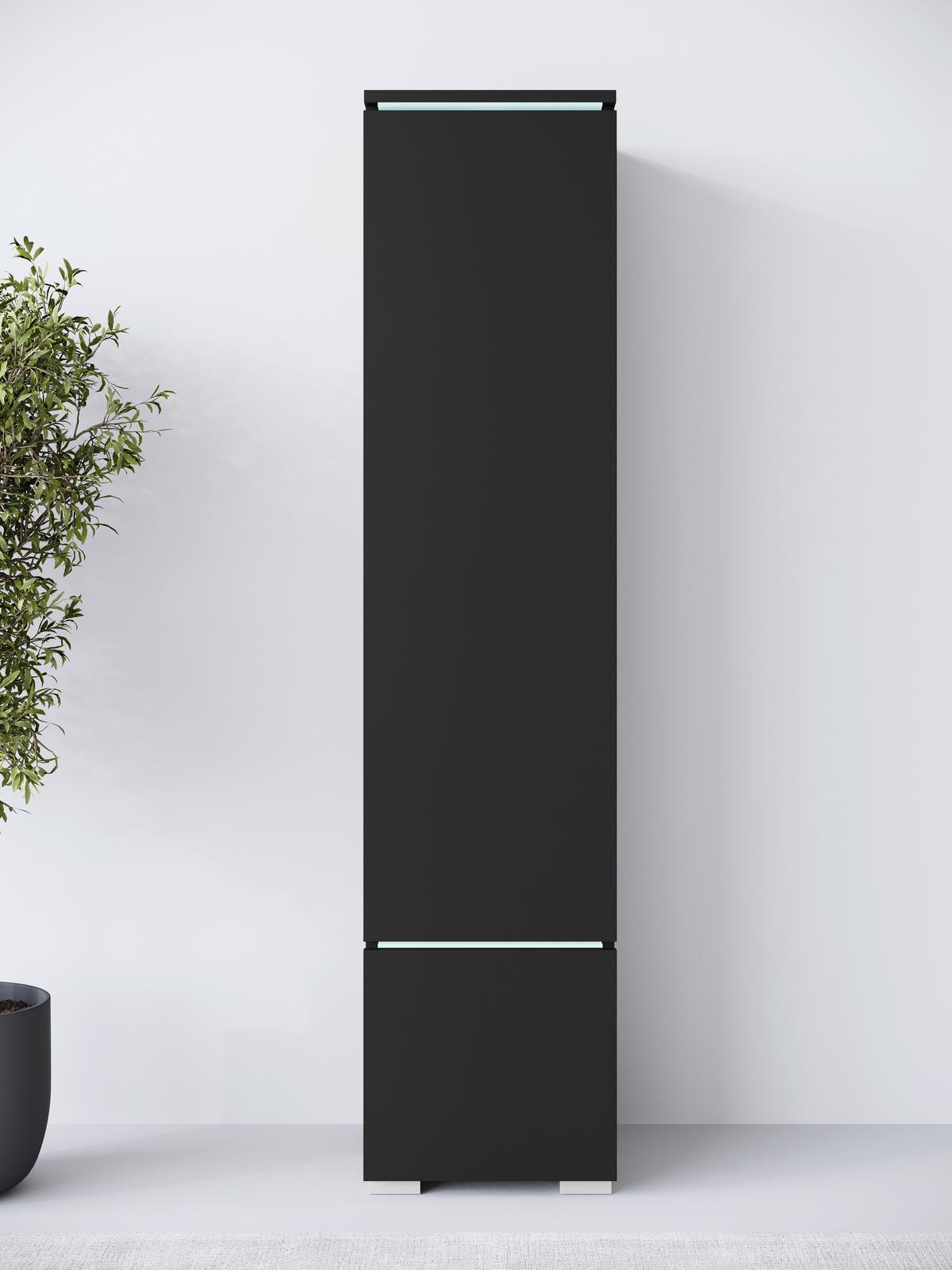 Visoka Omara Vera 001, Mat Črna - črna/siva, Design, umetna masa/leseni material (30/130/33cm) - Livetastic