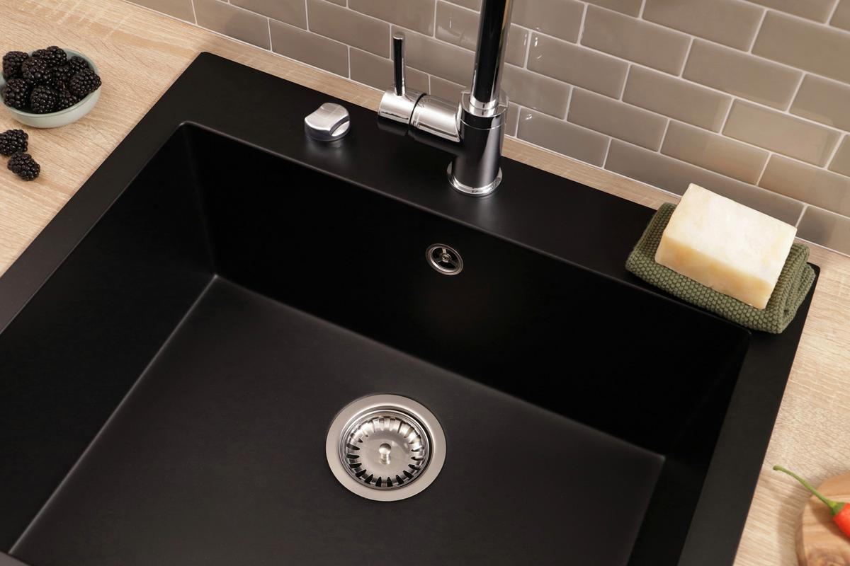 Spüle Oakville Schwarz - Schwarz, Trend, Stein (60/22/53cm) - Respekta