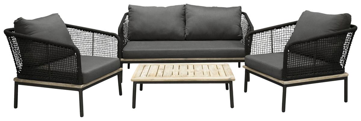 Loungegarnitur Andorra ca. 79,5x148 cm Schwarz - Schwarz, KONVENTIONELL, Kunststoff (79,5/148cm) - Gardenson